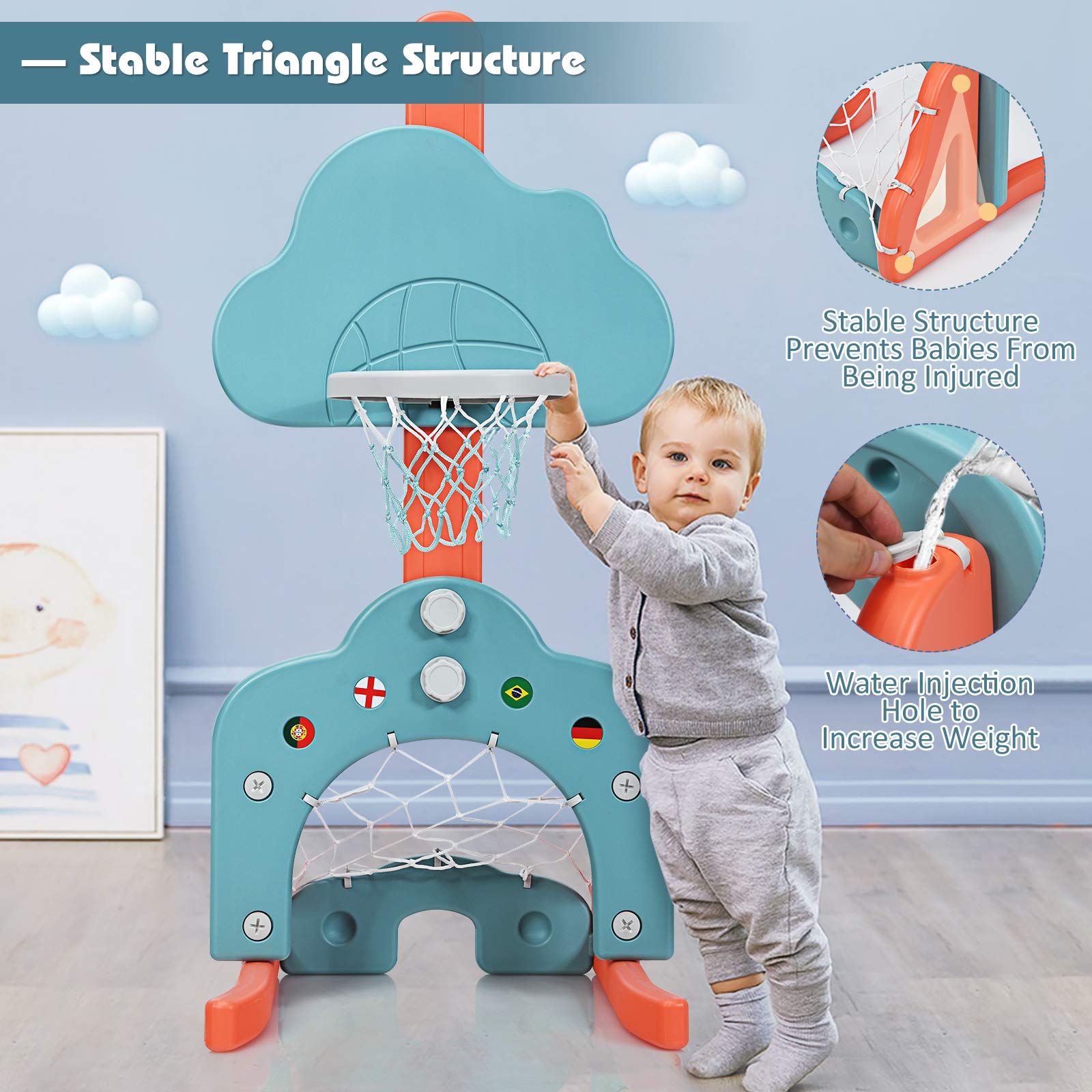 Costzon Adjustable Kids Basketball Hoop Set - Indoor/Outdoor Sports Toy for Toddlers - Perfect Gift for Birthday & Playtime