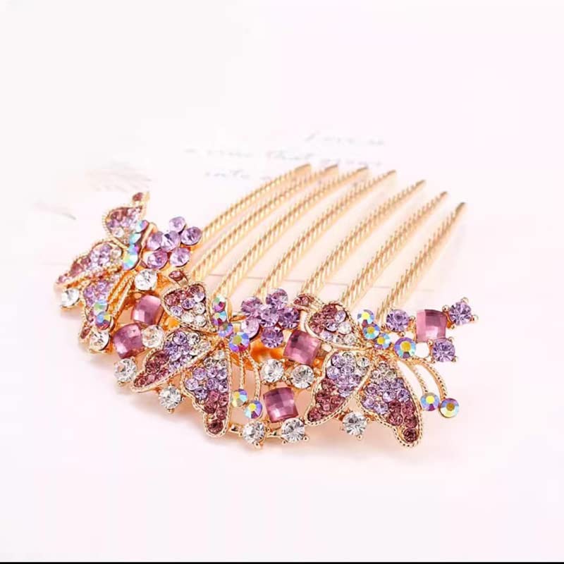 ZEMANIA Purple Rhinestone Butterfly Hair Comb - Elegant Crystal Bridal Hairpin for Women, Wedding & Special Occasion Hair Accessories - Perfect for Brides, Prom, Parties & Formal Events