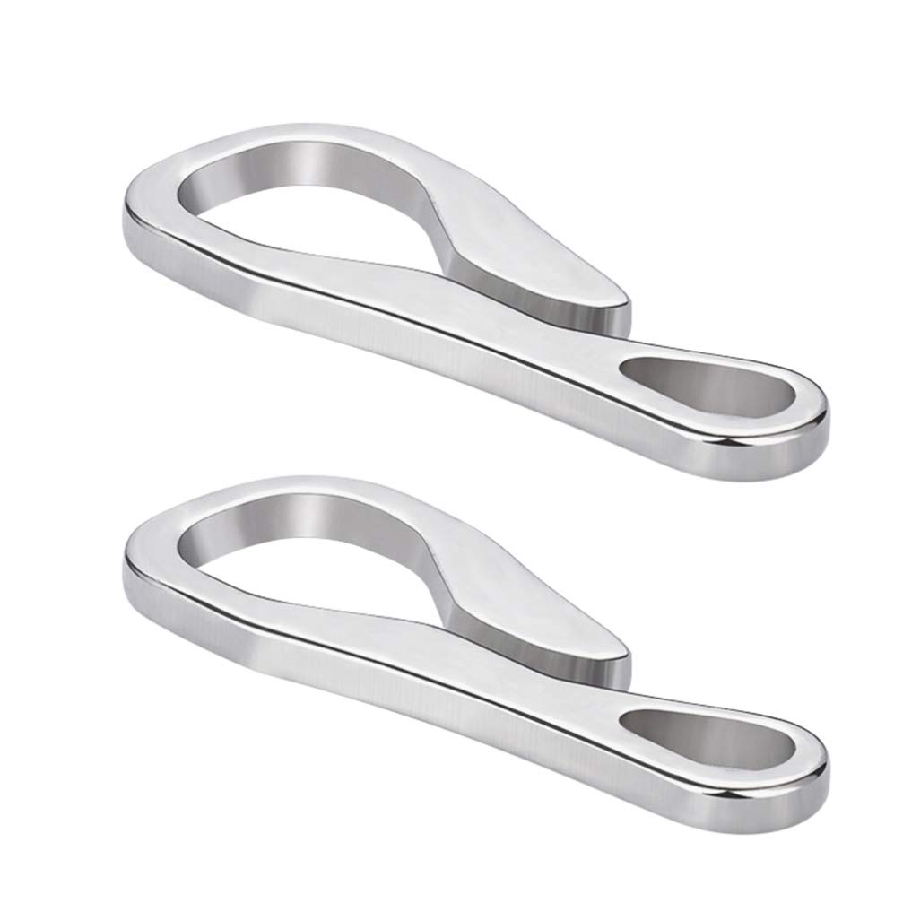 BESPORTBLE 2 Pack Stainless Steel Quick Release Keychain Carabiner Clip - Durable Metal Key Ring with Snap Hook for Keys, Lanyards, Backpacks & Outdoor Gear (Great for Camping, Hiking, Travel & Daily Use)