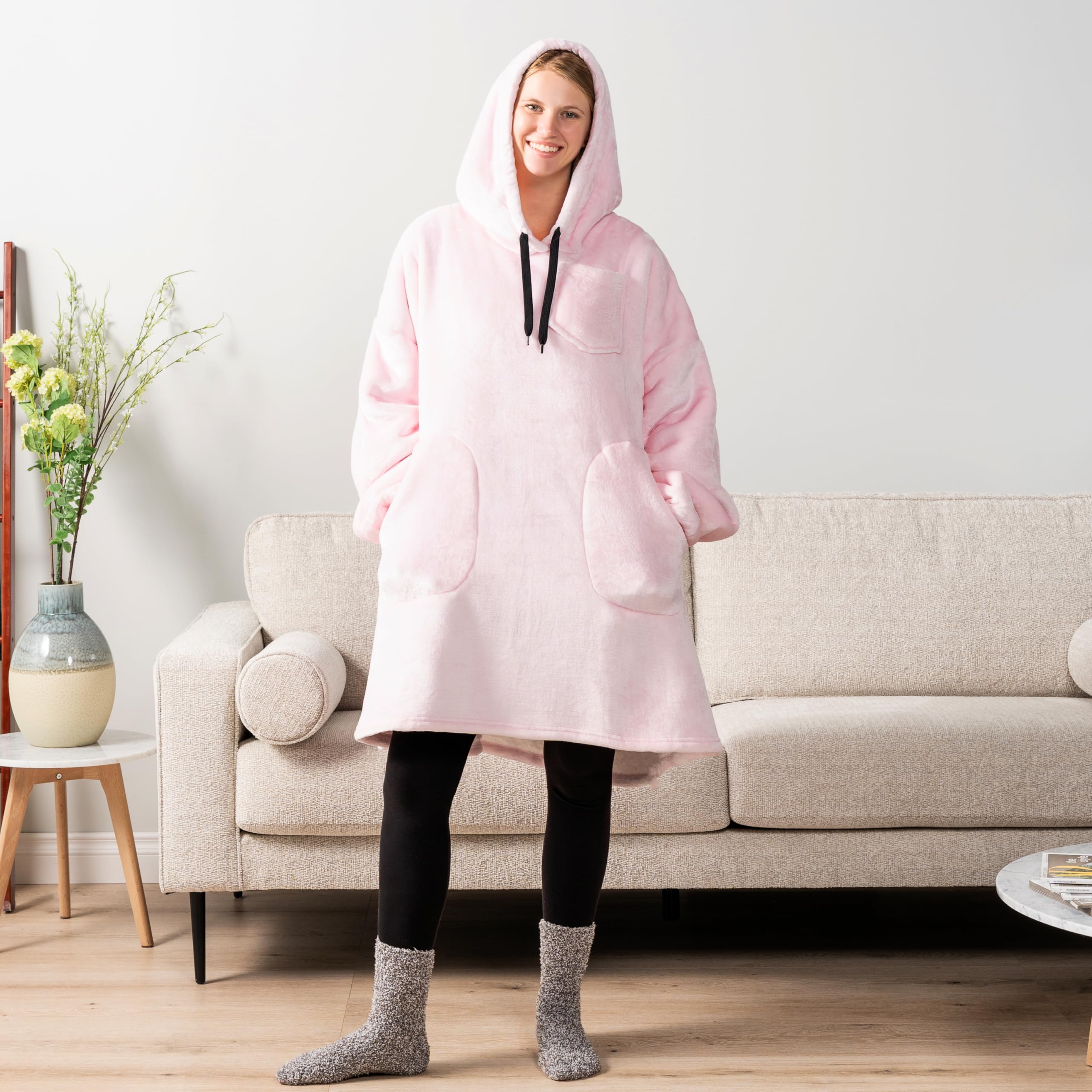 PAVILIA Women's Sherpa Wearable Blanket Hoodie - Oversized Fleece Hooded Sweatshirt for Men & Women | Cozy Lounge Wear for Netflix, Camping & Home Relaxation