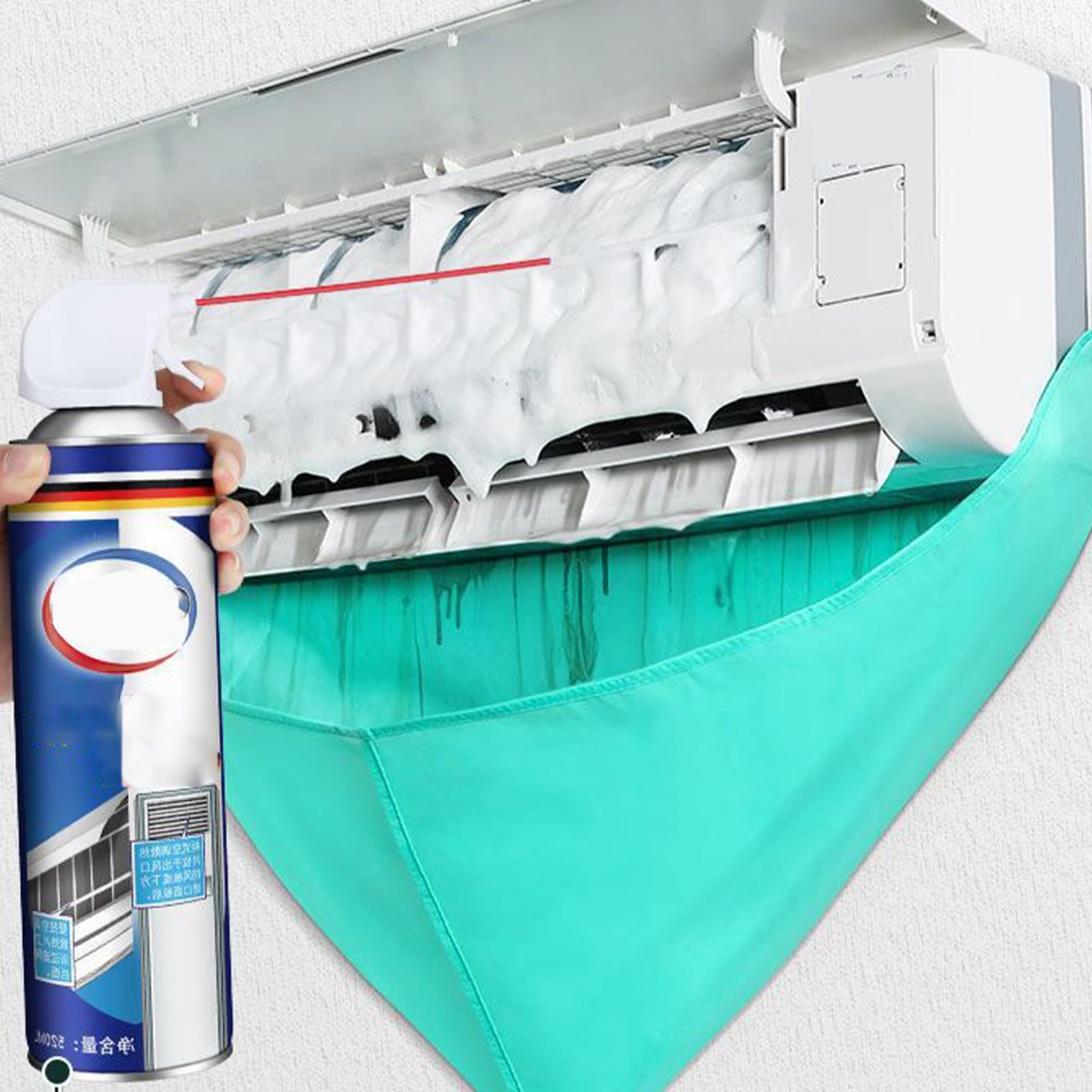 Split Air Conditioner Cleaning Cover Kit - Waterproof Dust & Washing Protector Bag with Hose for Wall Mounted AC | Indoor & Outdoor Use for Home & Office Maintenance