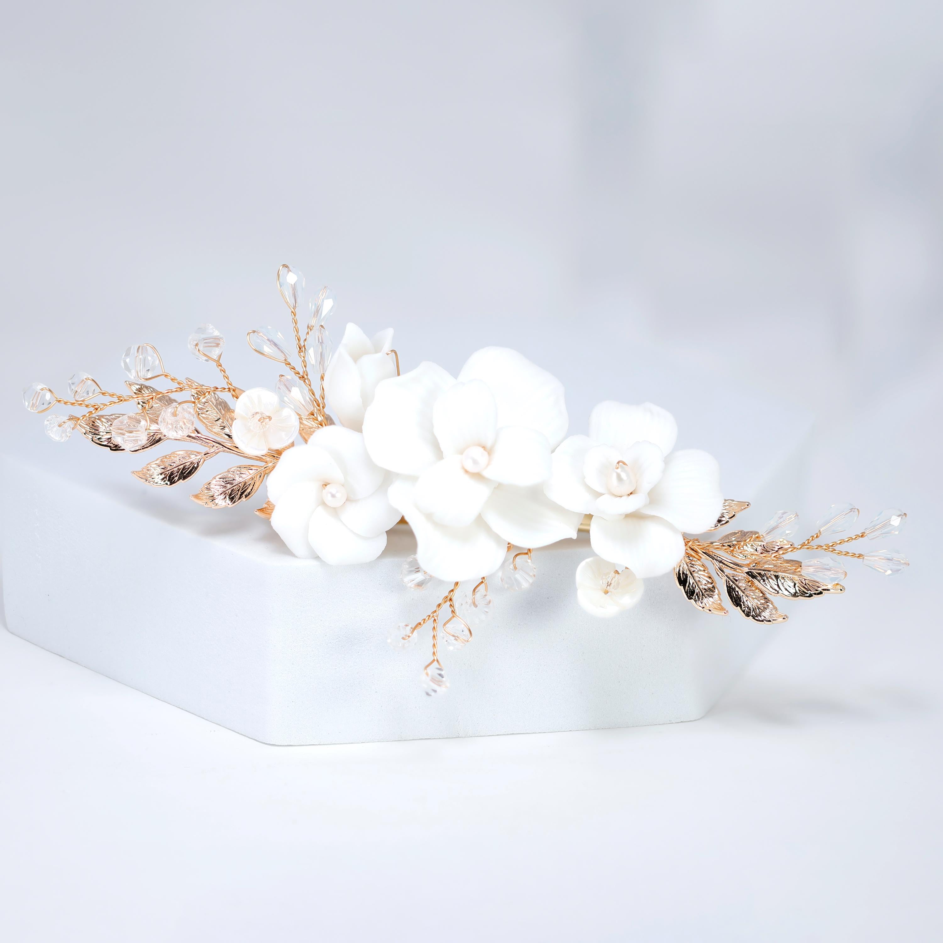 Freshwater Natural Pearl Celeste Flora Bridal Hair Clip - Elegant Wedding Hair Accessory for Bride & Bridesmaids | Perfect for Weddings, Prom, and Special Occasions