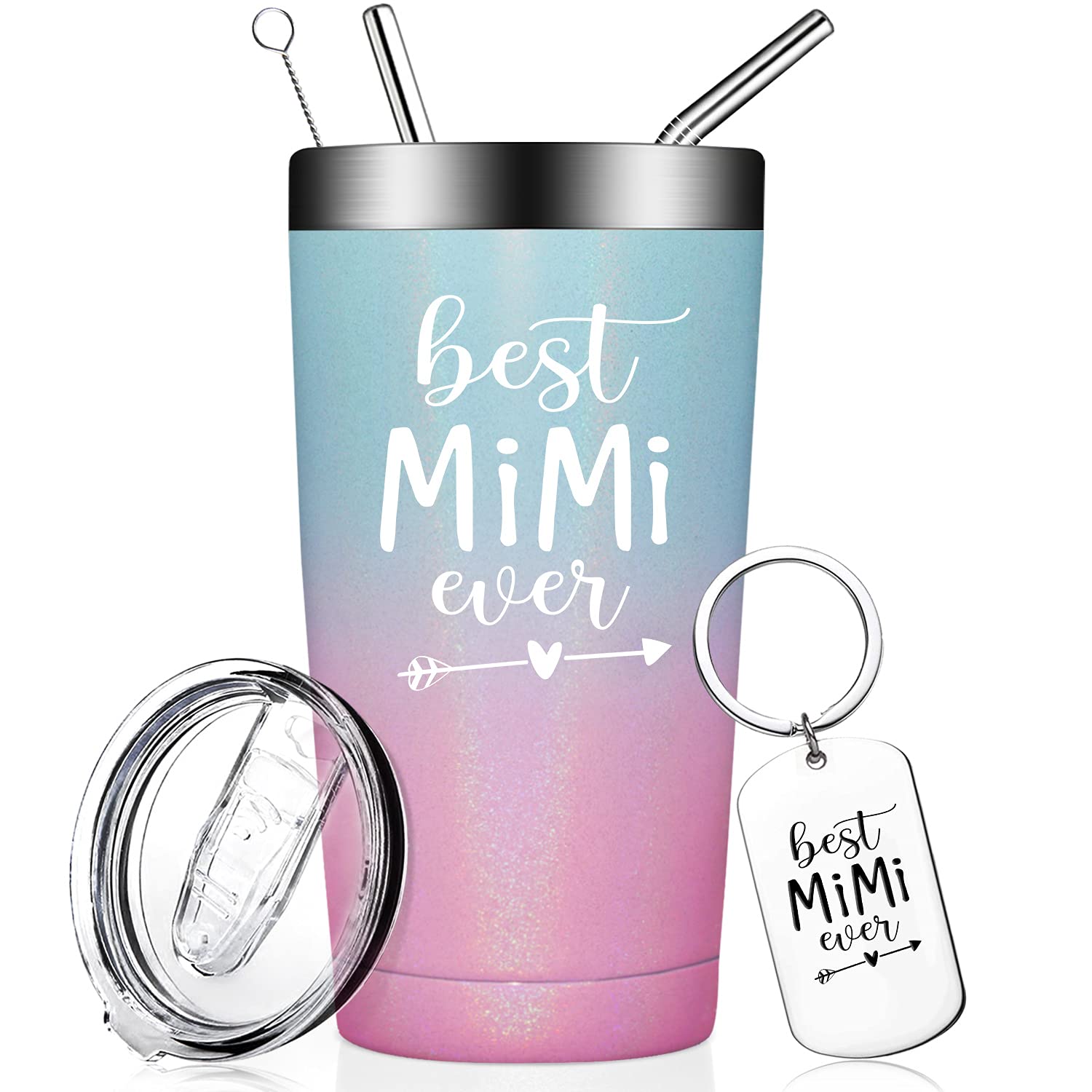 Best Mimi Ever Tumbler Cup - Christmas Birthday & Mother's Day Gifts for Women, Grandma, Grandmother, Nana - Insulated Travel Mug for Coffee & Tea - Perfect for Home, Office & Gifting