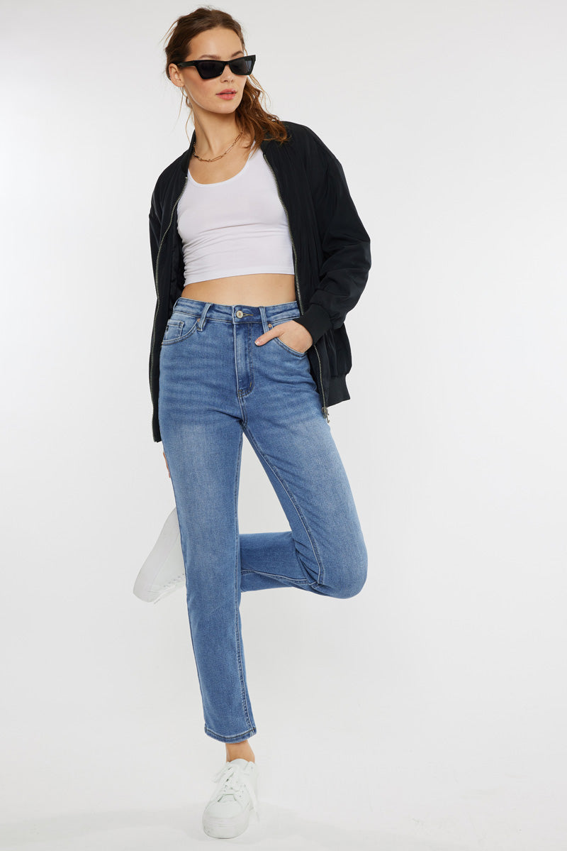 Adaline Essentials High Rise Slim Straight Leg Jeans for Women - Comfortable Stretch Denim Pants for Casual Wear, Office & Everyday Outfits