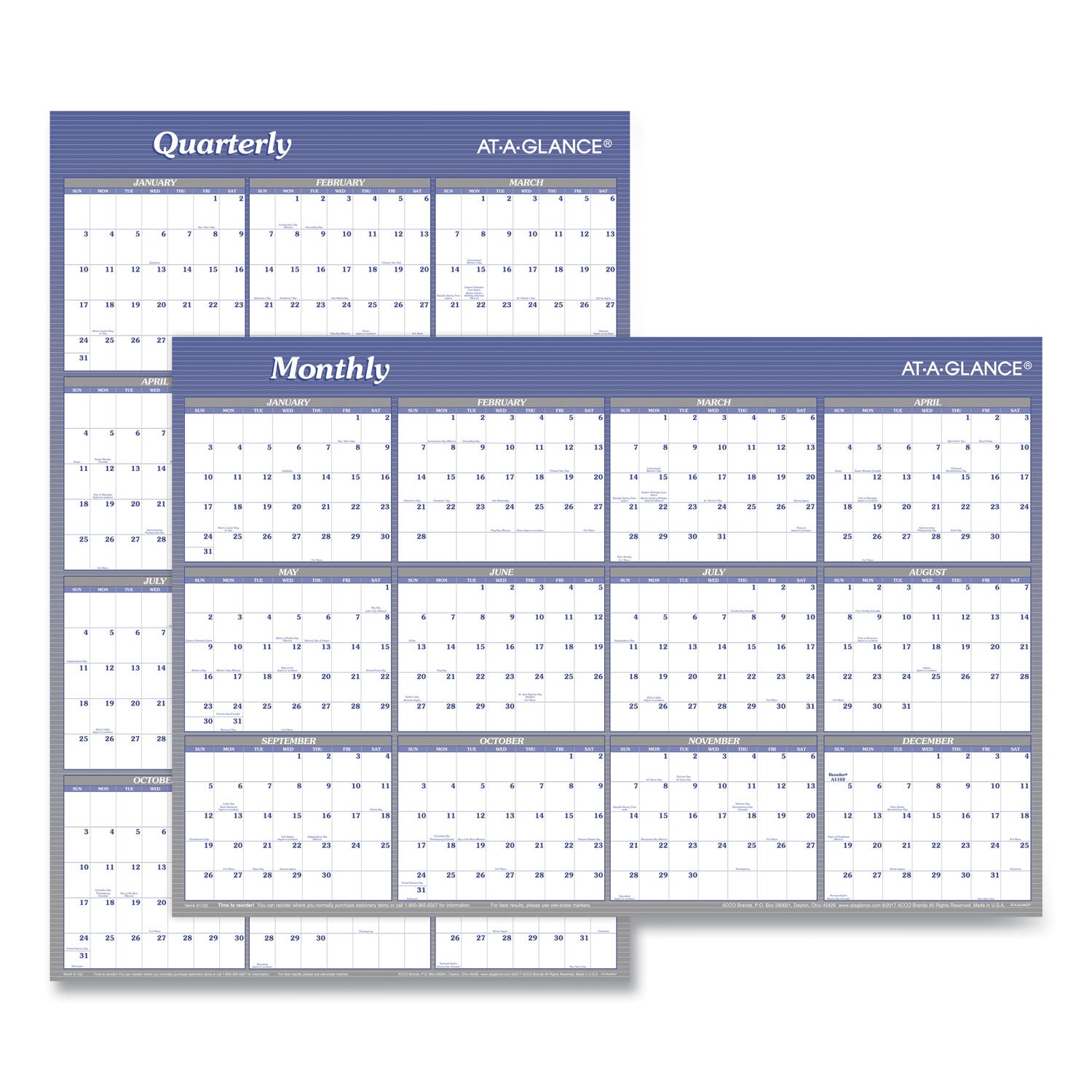 AT A GLANCE® 2025 Erasable Wall Calendar Planner - 24