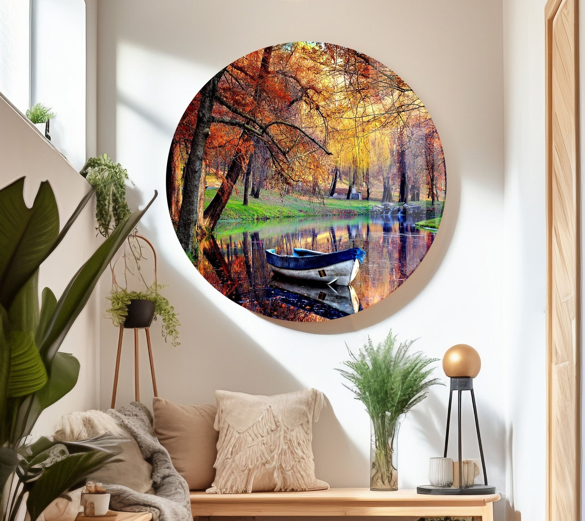 Stunning Autumn Landscape Glass Wall Art - Handmade Home Decor for Living Room, Bedroom & Office - Perfect Seasonal Gift for Fall