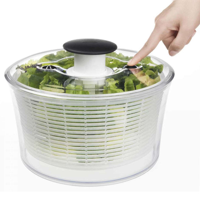 OXO Salad Spinner - Large 5.5 Quart Capacity, Easy One-Hand Operation, BPA-Free for Healthy Eating - Perfect for Washing and Drying Lettuce, Greens, and Fresh Vegetables in the Kitchen