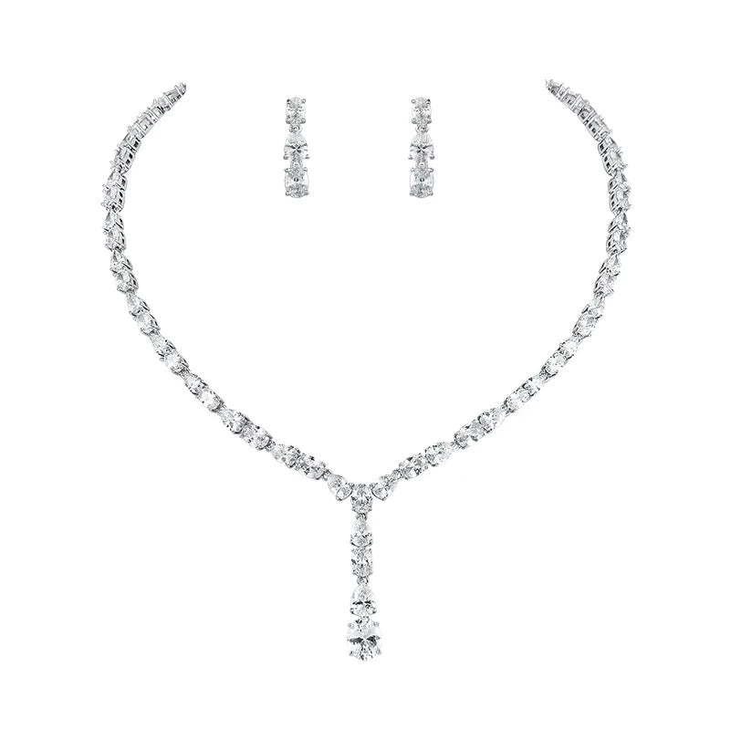 Brides Crystal Necklace and Earring Jewelry Set A9774 - Elegant Wedding Jewelry for Brides, Bridesmaids, and Formal Occasions