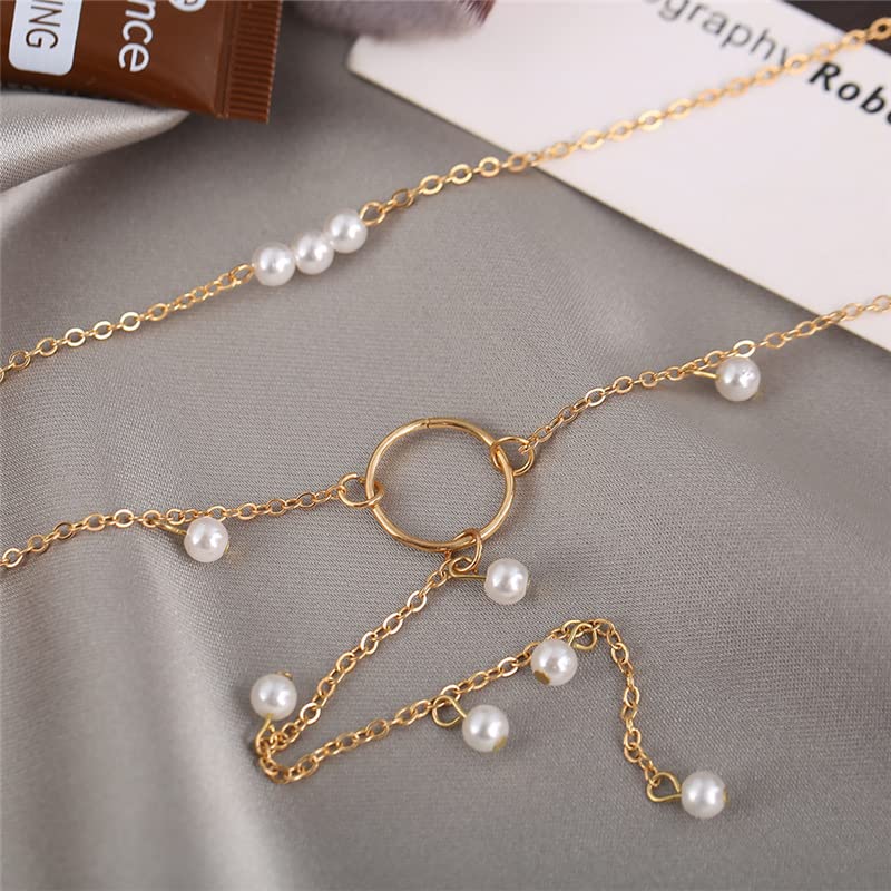 Elegant Gold Pearl Necklace for Women - Handmade Dainty Layered Y-Necklace with Tiny Pearls, Perfect for Weddings, Bridal, Birthday Gifts & Special Occasions | Ideal for Evening Parties, Anniversaries and Romantic Dates