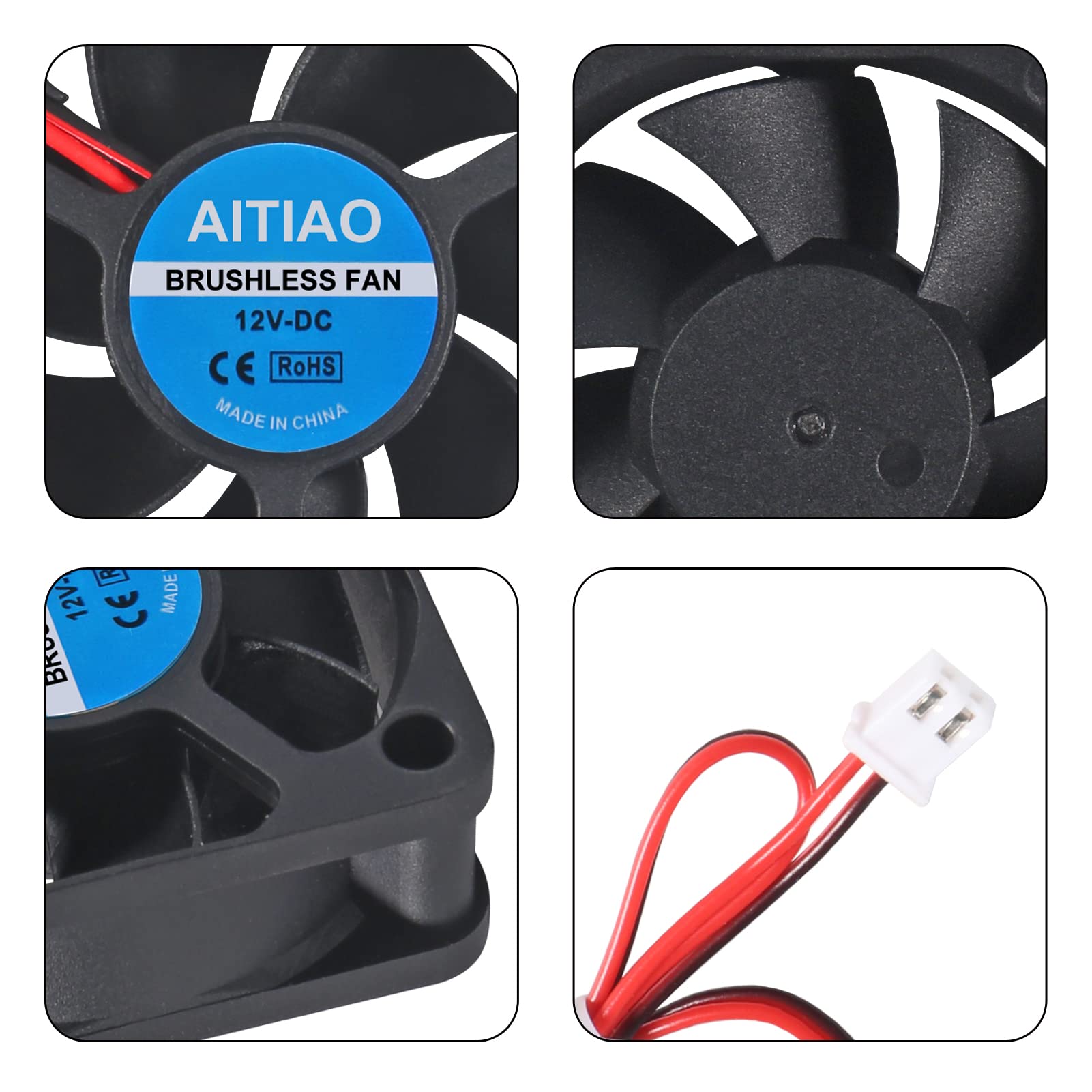4Pcs 5020 Brushless Cooling Fan - 50mm x 50mm x 20mm DC 12V Quiet Muffin Fan with Oil Bearing - High Speed Cooling for 3D Printers, CPU Coolers, PC Case & DIY Ventilation Projects - Perfect for Gaming Rigs & Electronics Cooling