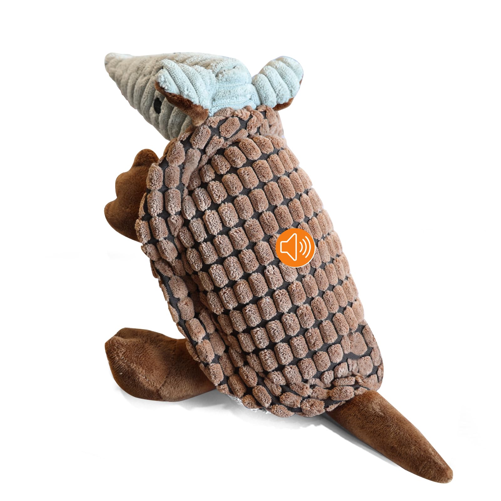 12 Inch Squeaky Plush Dog Toys for Small Medium Large Dogs - Armadillo Stuffed Chew Toy for Puppies & All Breeds | Promotes Clean Teeth & Dental Health | Perfect for Playtime, Training & Teething Relief (Brown)