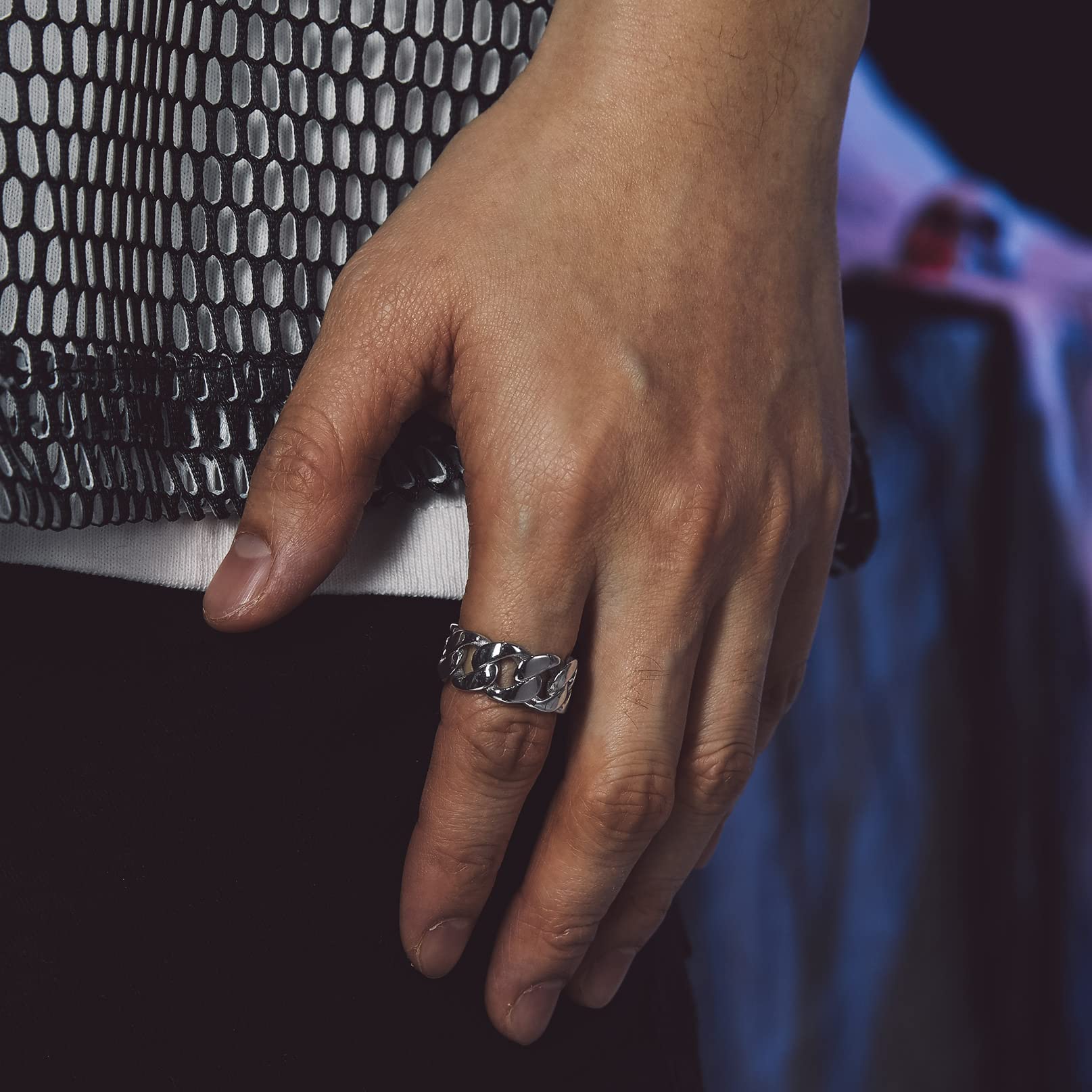 Bandmax Retro Biker Rings for Men & Women - Stainless Steel & Black Chain Link Rings, Celtic Knot & Skull Cuban Chain Couple Rings - Gift Packed - Perfect for Biker Gangs, Gothic Fashion & Anniversary Gifts
