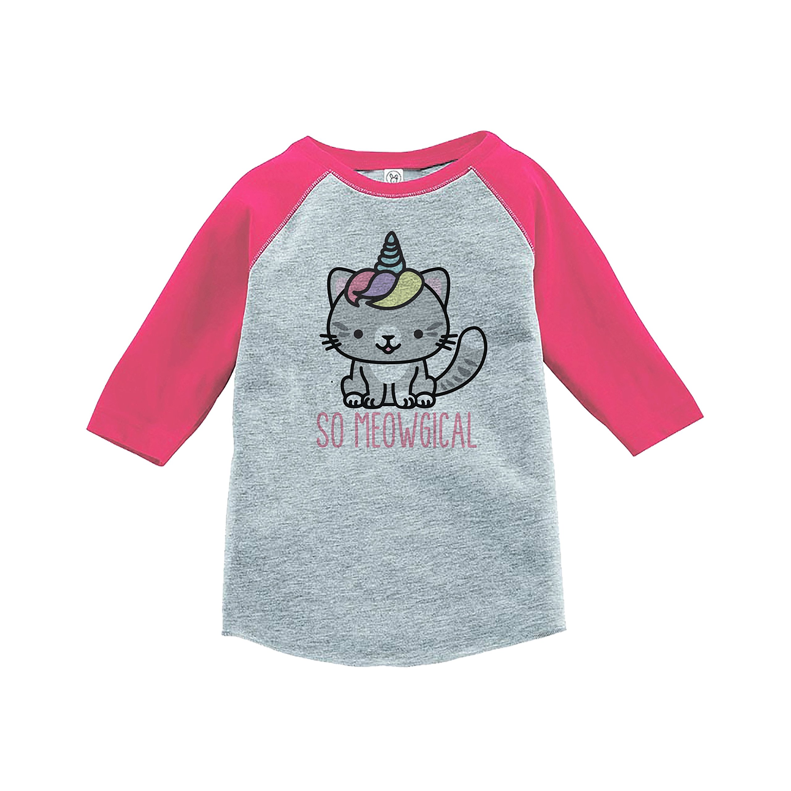 7 ate 9 Apparel Kids Cat Unicorn Raglan Tee - Pink Cotton Blend Short Sleeve T-Shirt for Girls | Perfect for Playdates, Birthday Parties & Everyday Wear