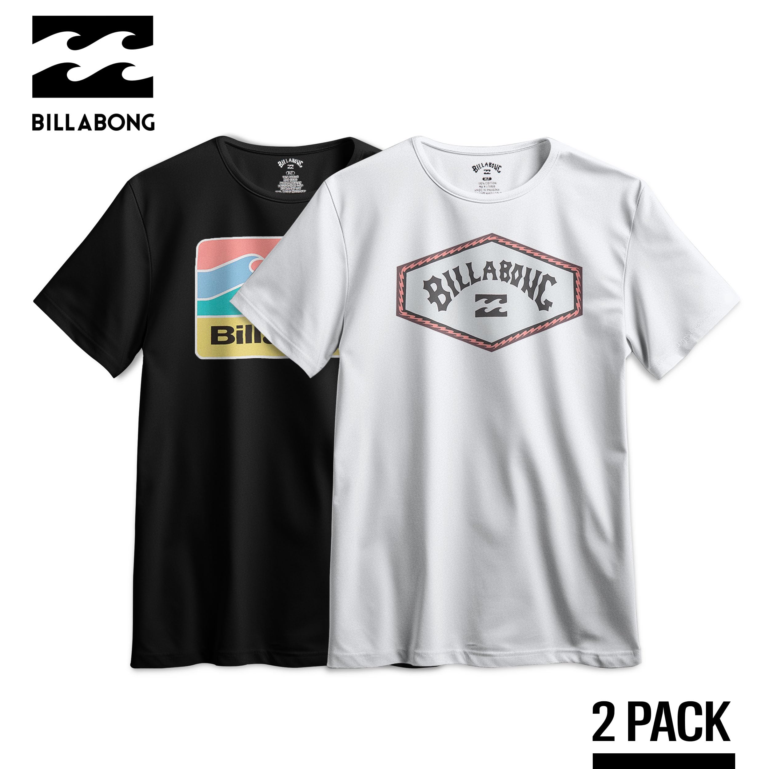 Billabong Big and Tall Men's T-Shirts 2-Pack - 100% Cotton Comfortable Summer Beach Tees for Casual Wear & Outdoor Activities