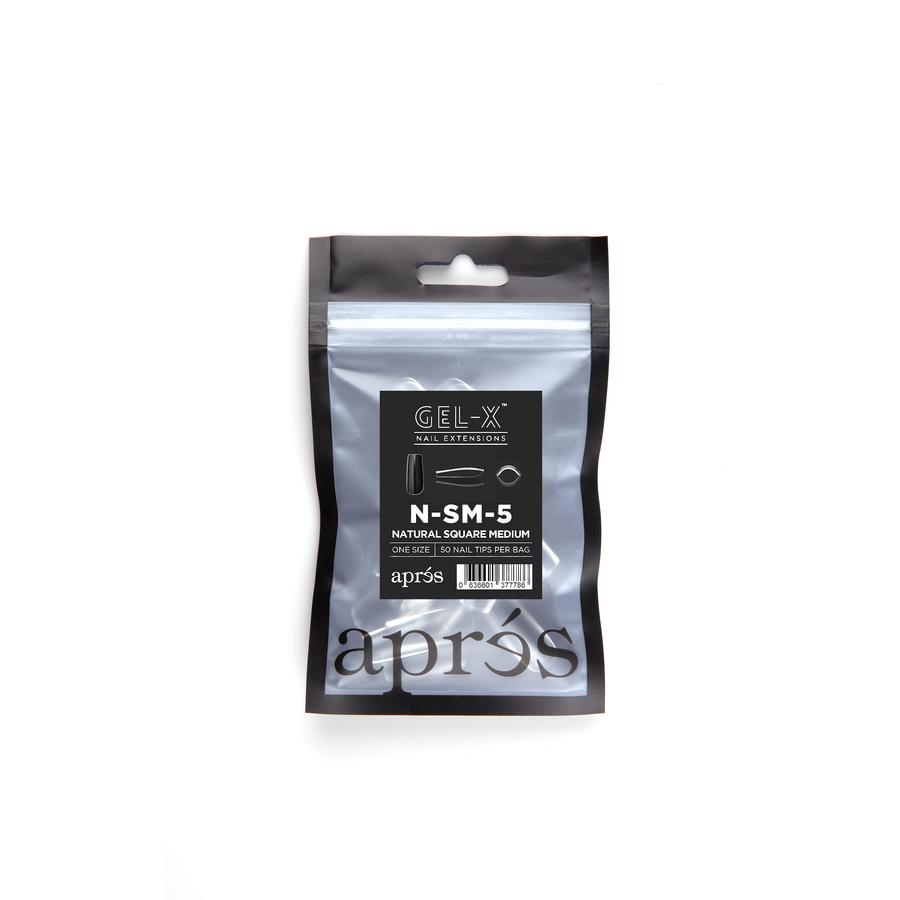 Apres Gel X Natural Square Medium Gel X Tip Refill 2.0 - #000 & #9 - Professional Nail Extension Kit for Salon & Home Manicures