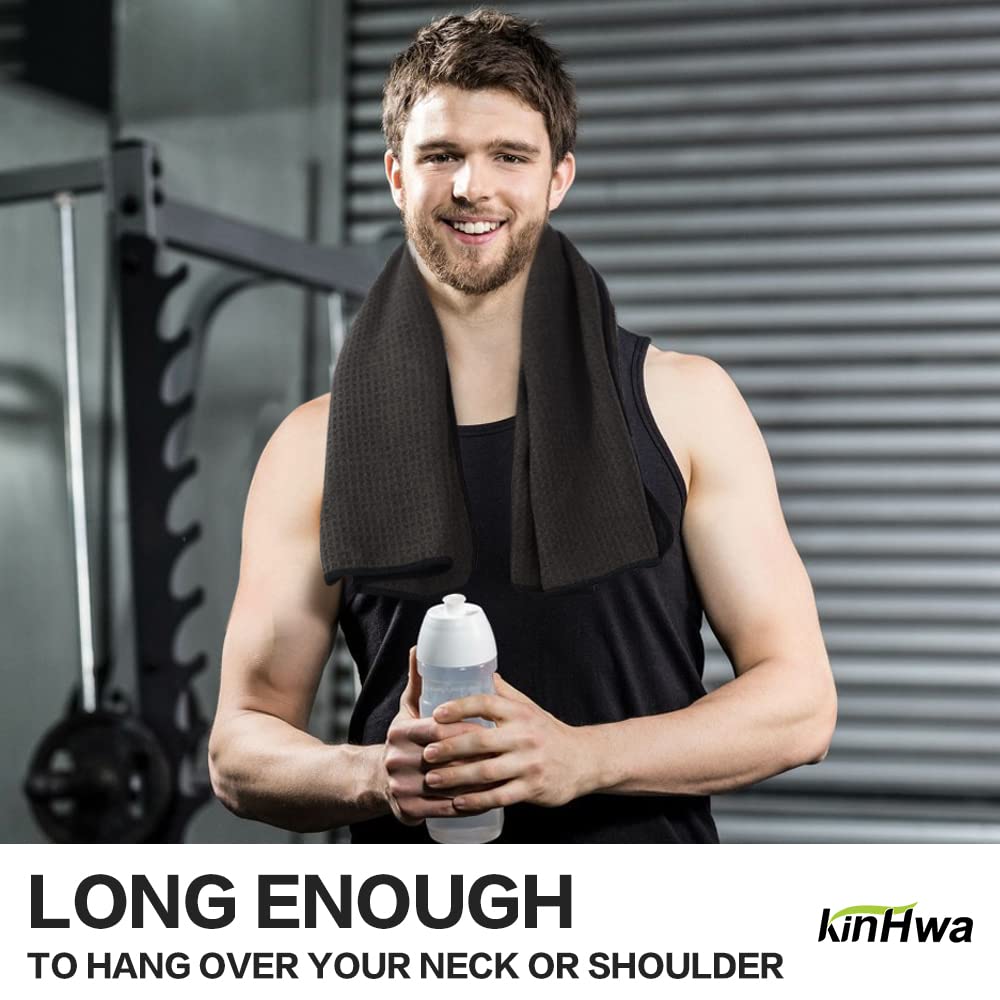 KinHwa Microfiber Gym Towels - Super Absorbent & Quick Dry Workout Towels for Yoga, Fitness, Treadmill & Cycling | Perfect for Gym, Home Workouts & Sports Activities