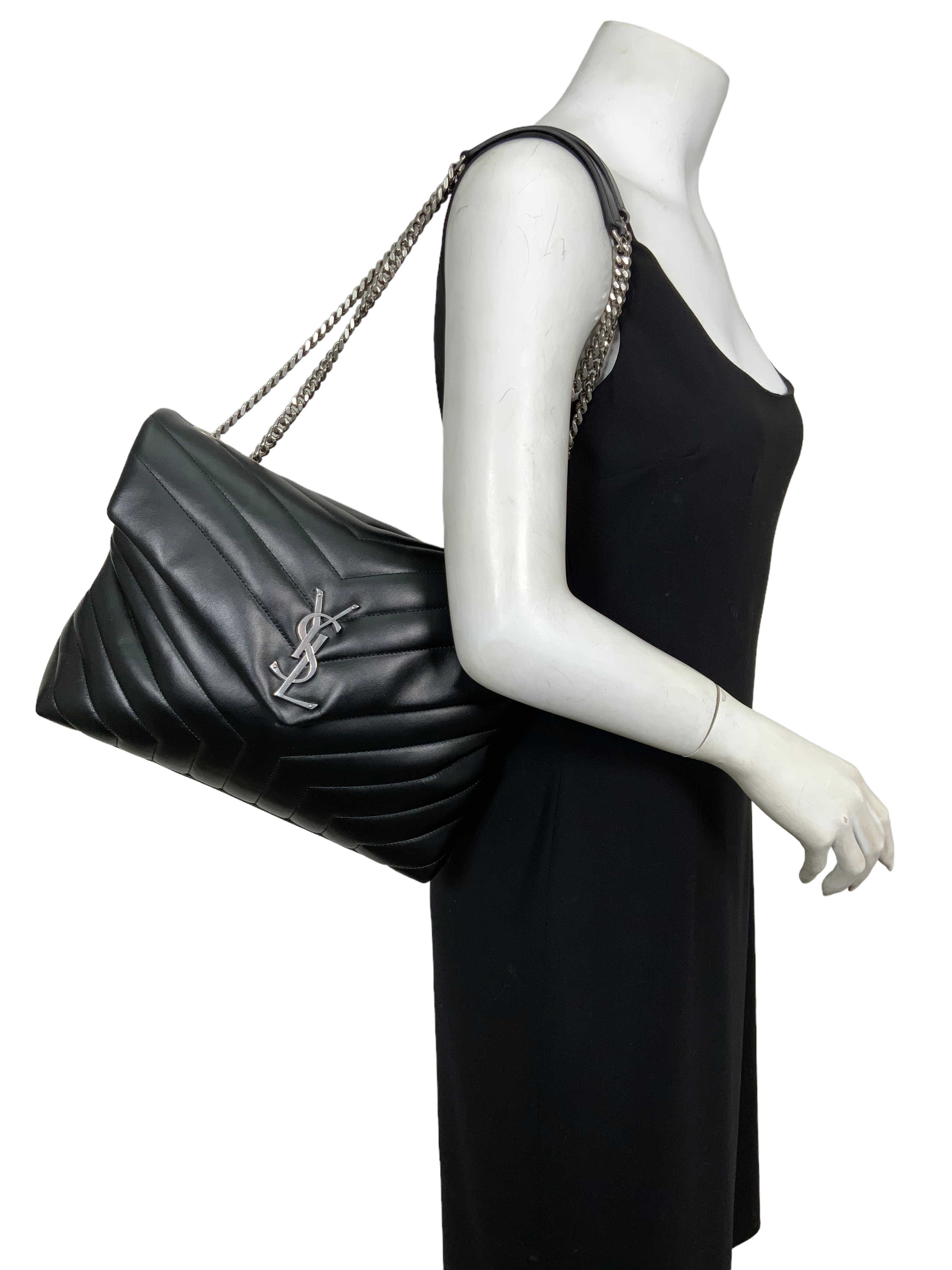 SAINT LAURENT Loulou Medium Shoulder Bag - Genuine Calfskin Leather, Gold-Tone Hardware - Perfect for Work, Evening & Special Occasions