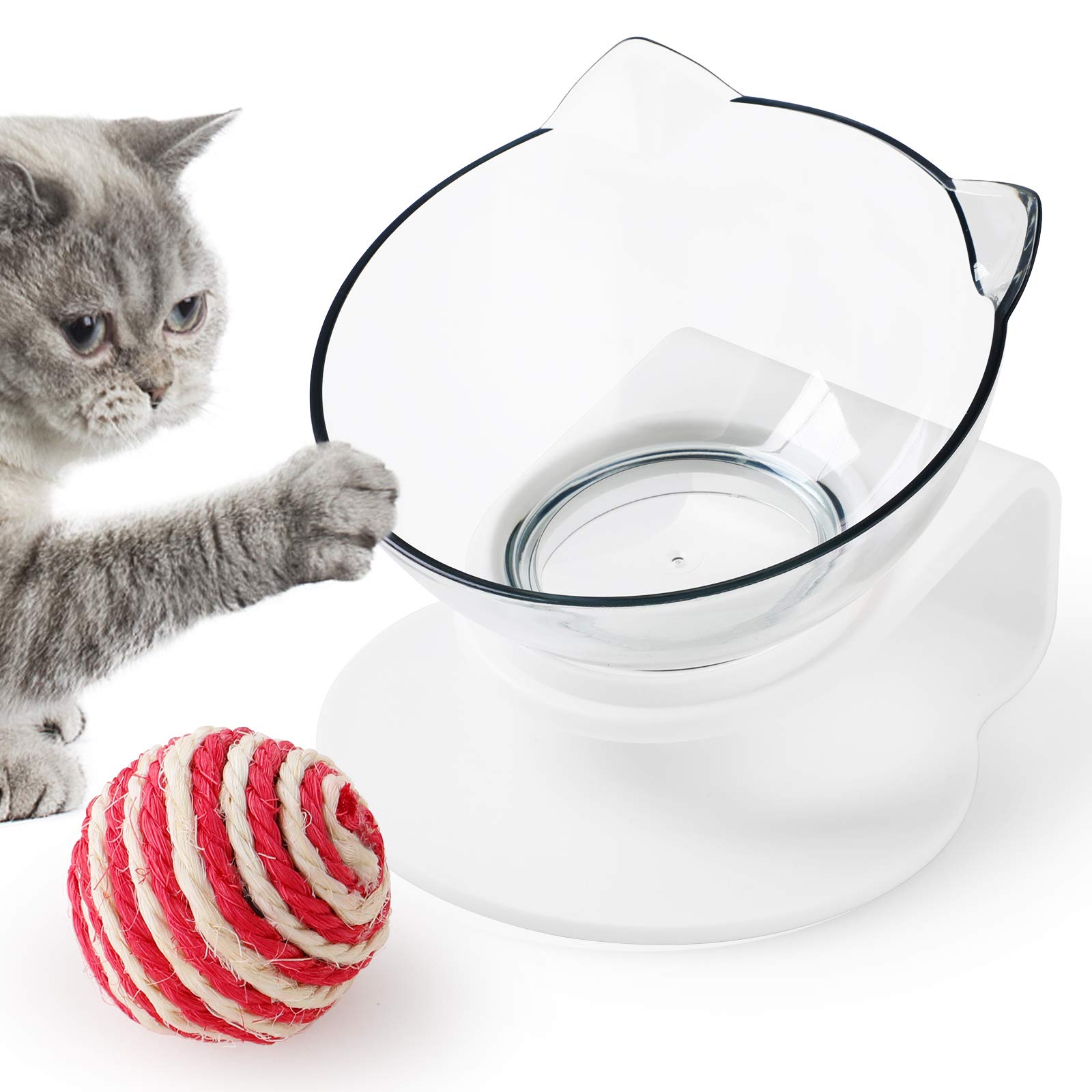 GeeRic 15° Tilted Double Cat Dog Bowls - No Spill Pet Food and Water Dishes for Cats and Small Dogs - Perfect for Home, Kitchen, and Travel Use