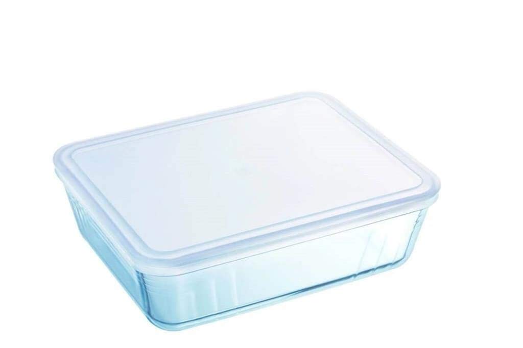 Pyrex Cook & Freeze Set of 2 Rectangular Food Storage Containers with Lids - 1.5L & 2.6L Extra Strong Borosilicate Glass - Oven, Microwave & Freezer Safe - Meal Prep, Leftovers & Baking - Clear
