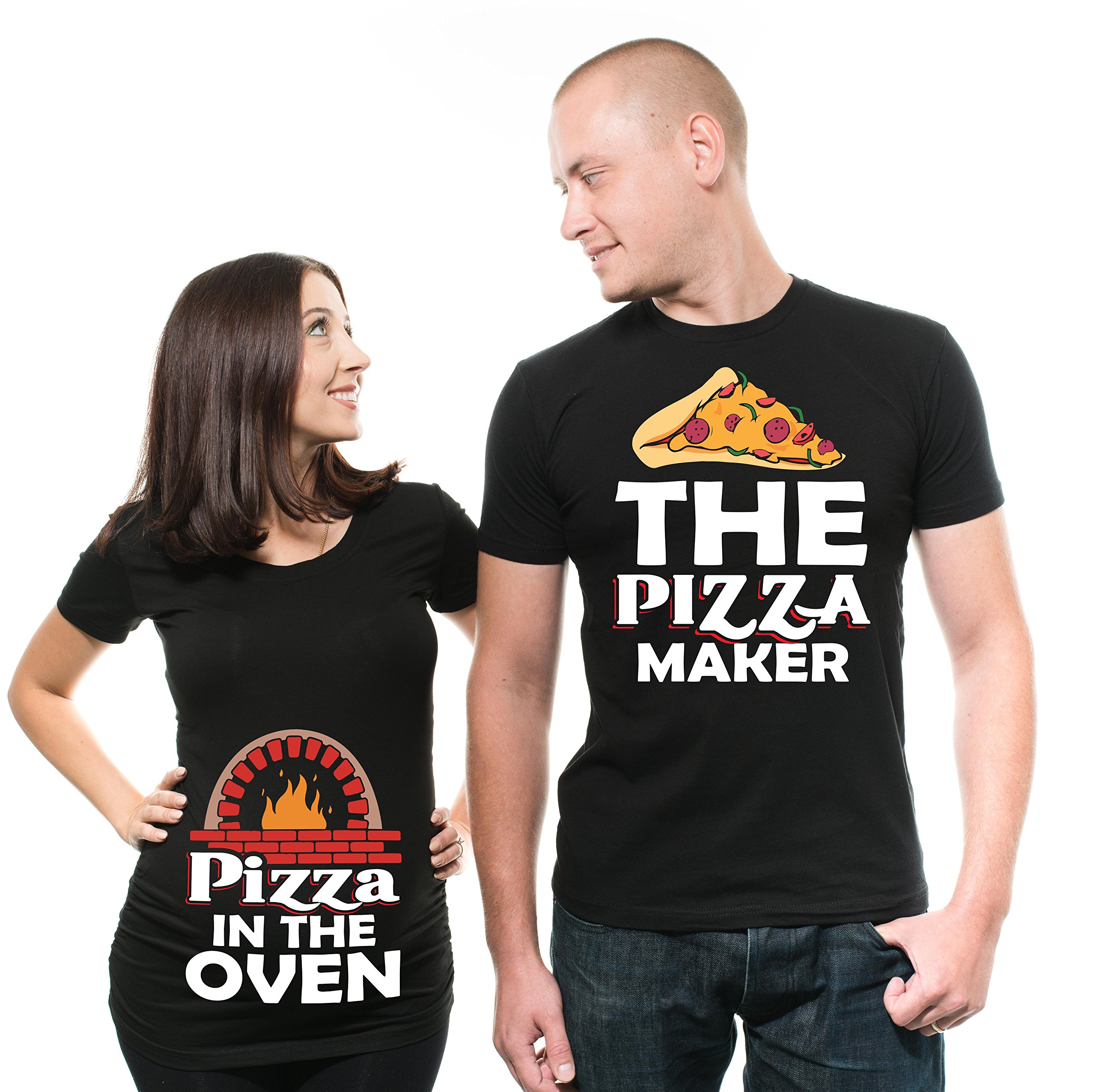 Funny Couple Matching Pizza Maker Shirts - Cute Maternity Tee for Pregnancy Announcement - Perfect for Pizza Lovers, Date Nights & Gender Reveals