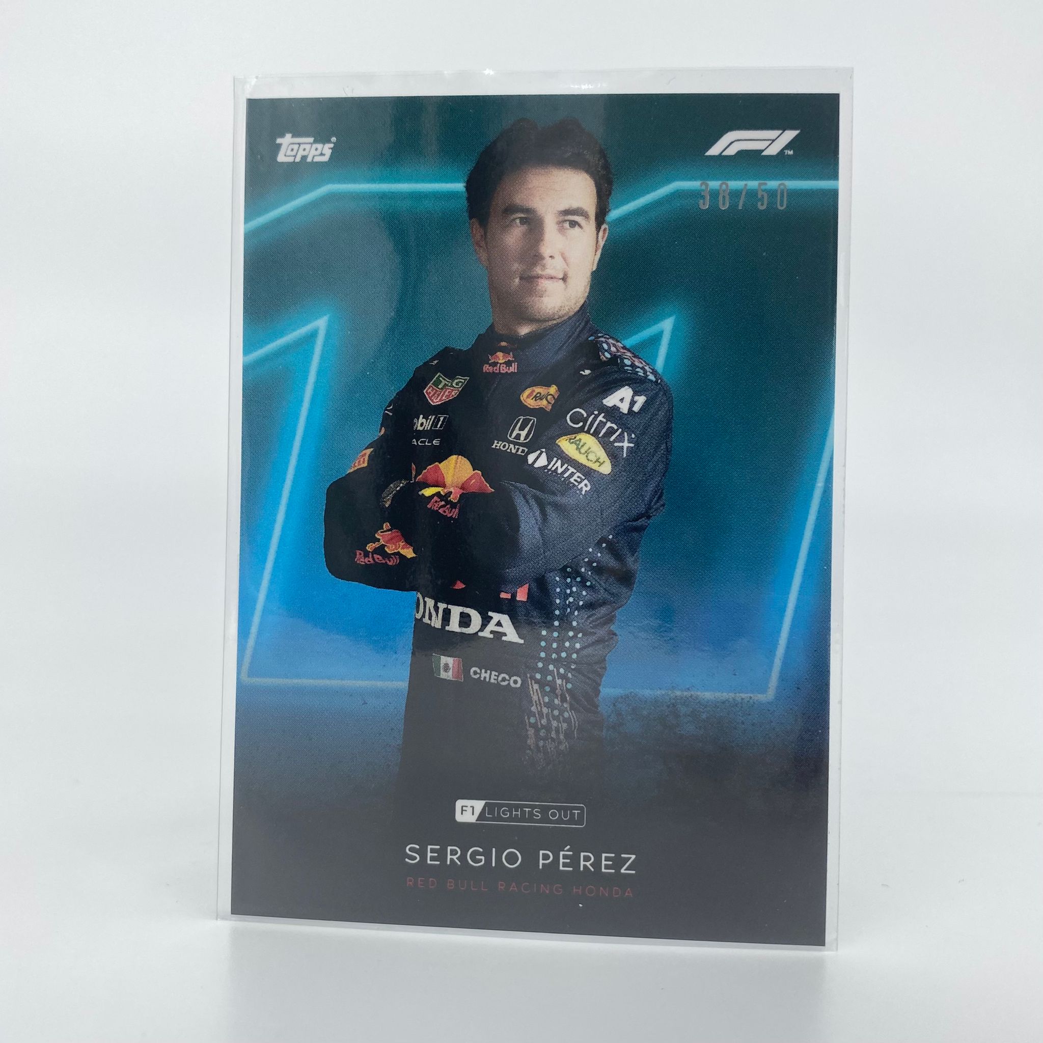 Sergio Perez 38/50 F1 Racing Driver Aqua Parallel Trading Card - Perfect for Collectors, Fans, and Sports Memorabilia Enthusiasts