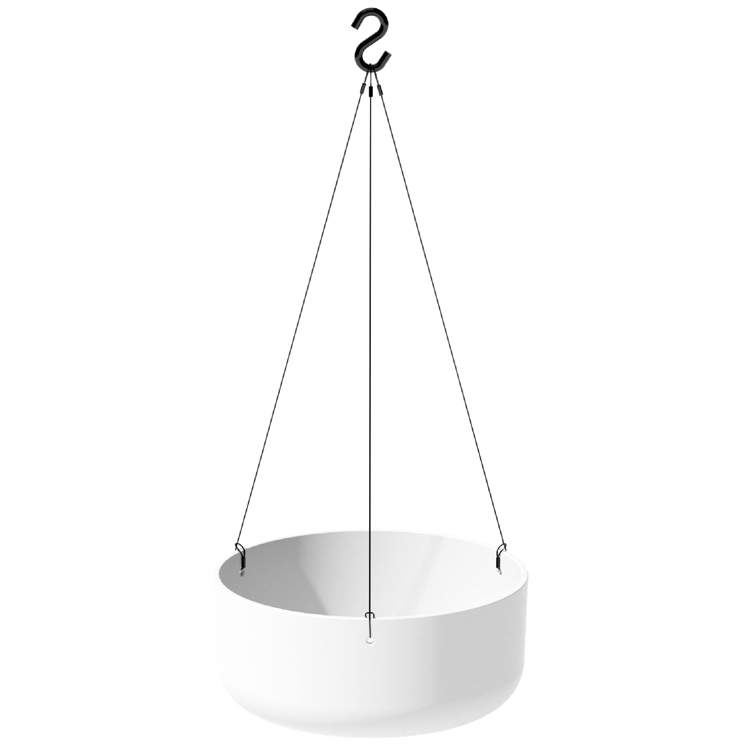 Veradek Pure Series Hanging Kona Bowl Planter - 14 Inch White Ceramic Flower Pot for Indoor Outdoor Garden, Patio, Balcony Decor - Perfect for Succulents, Herbs, and Small Plants