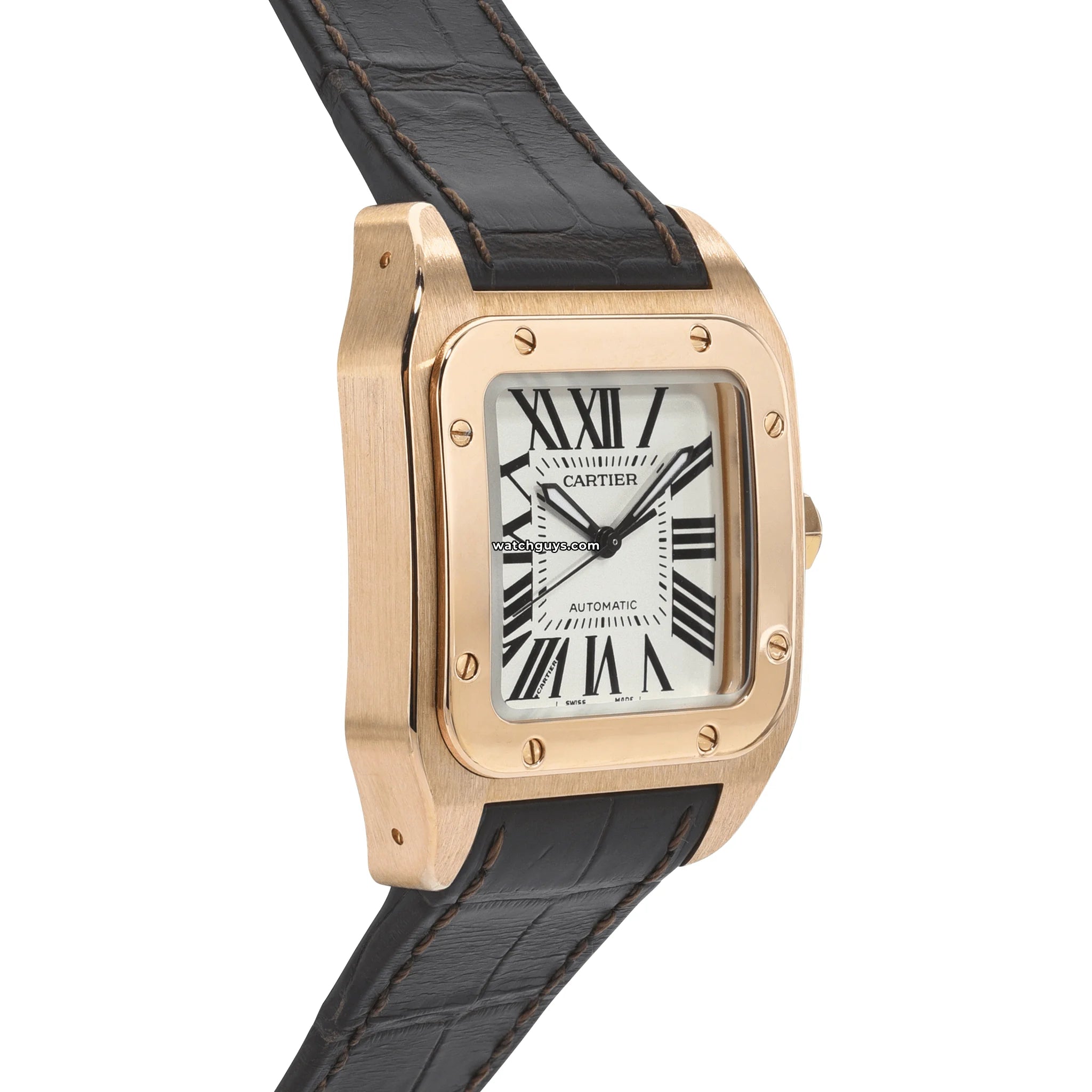 Cartier Santos 100 Medium Rose Gold Watch W20108Y1 - Luxury Swiss Timepiece for Men, Perfect for Business Meetings & Formal Occasions