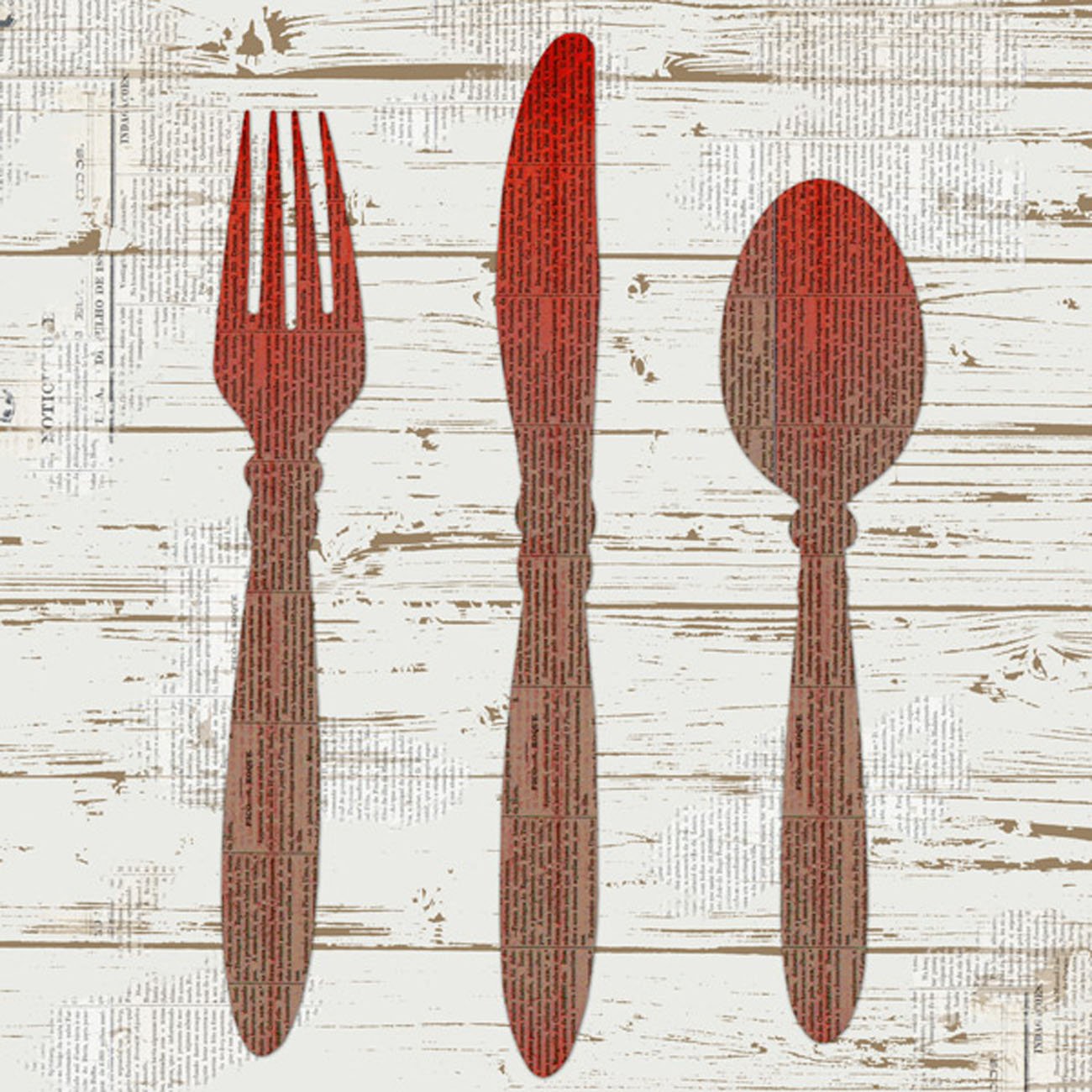 Premium Canvas Art Wall Decor - Medium Size Red Silverware Painting - Perfect for Living Room, Bedroom & Office Decor