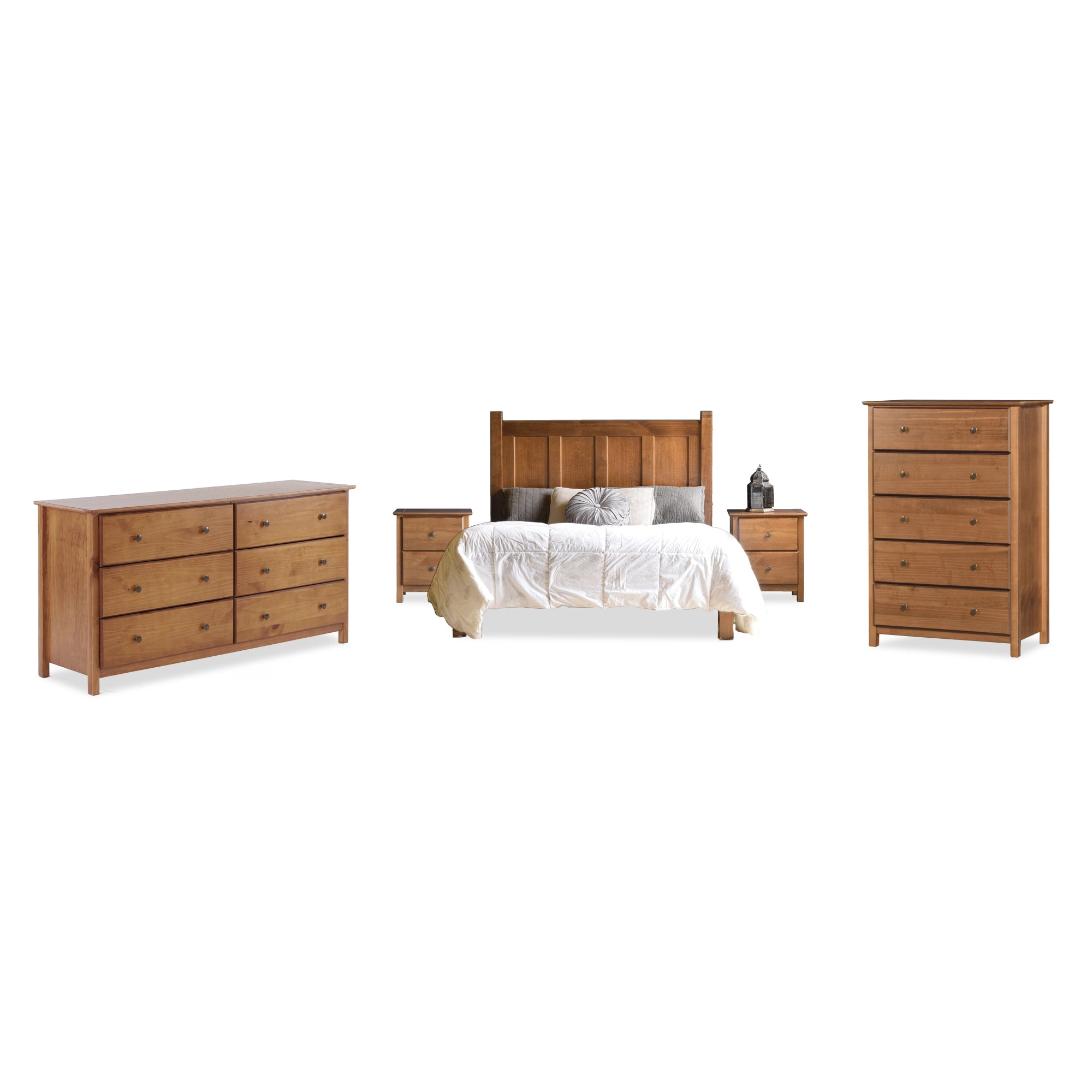5-Piece Shaker Bedroom Set - Queen Size Bed, Nightstand, Dresser & Mirror - Classic Wooden Furniture for Cozy Home Decor