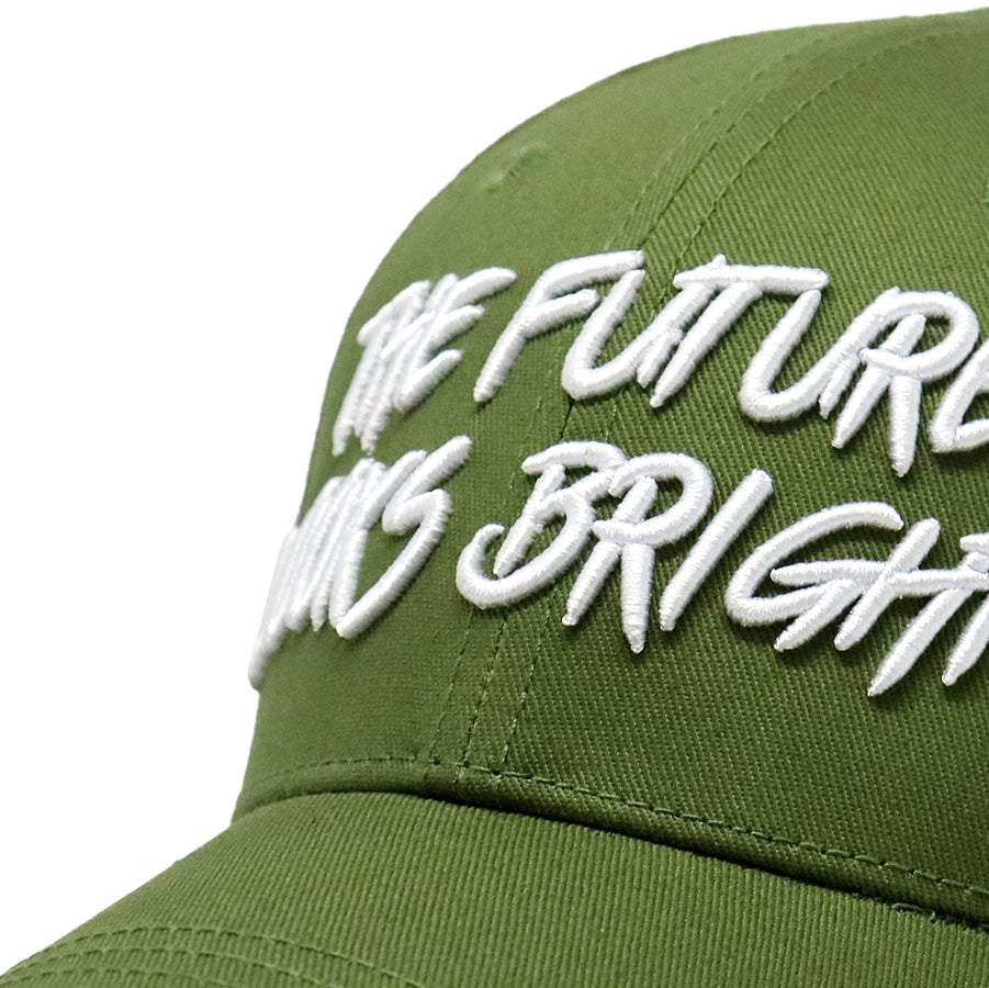 Future Looks Bright Army Green Snapback Hat - Trendy Adjustable Baseball Cap for Men & Women - Perfect for Outdoor Sports, Casual Wear, and Street Fashion