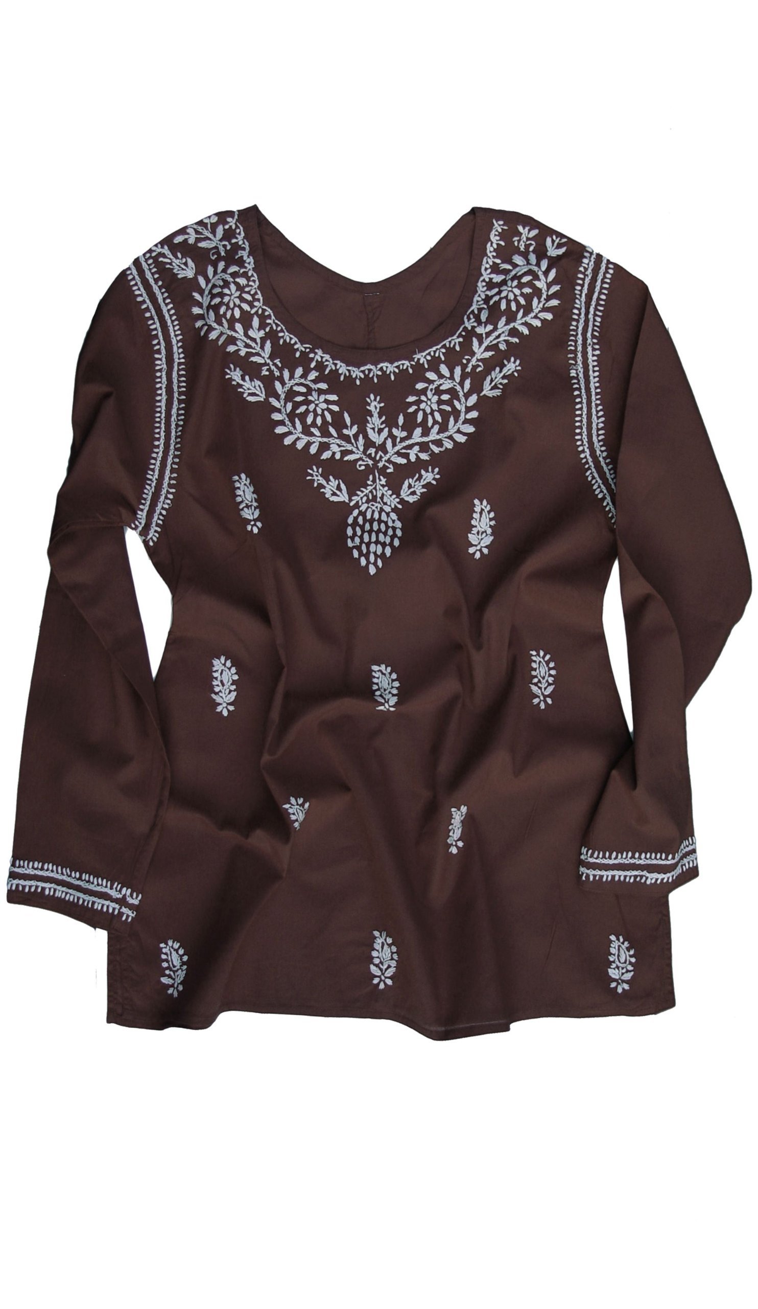 Hand Embroidered Cotton Tunic Top Kurti Blouse for Women | Elegant Embroidered Indian Tunic | Perfect for Casual Wear, Festivals & Special Occasions
