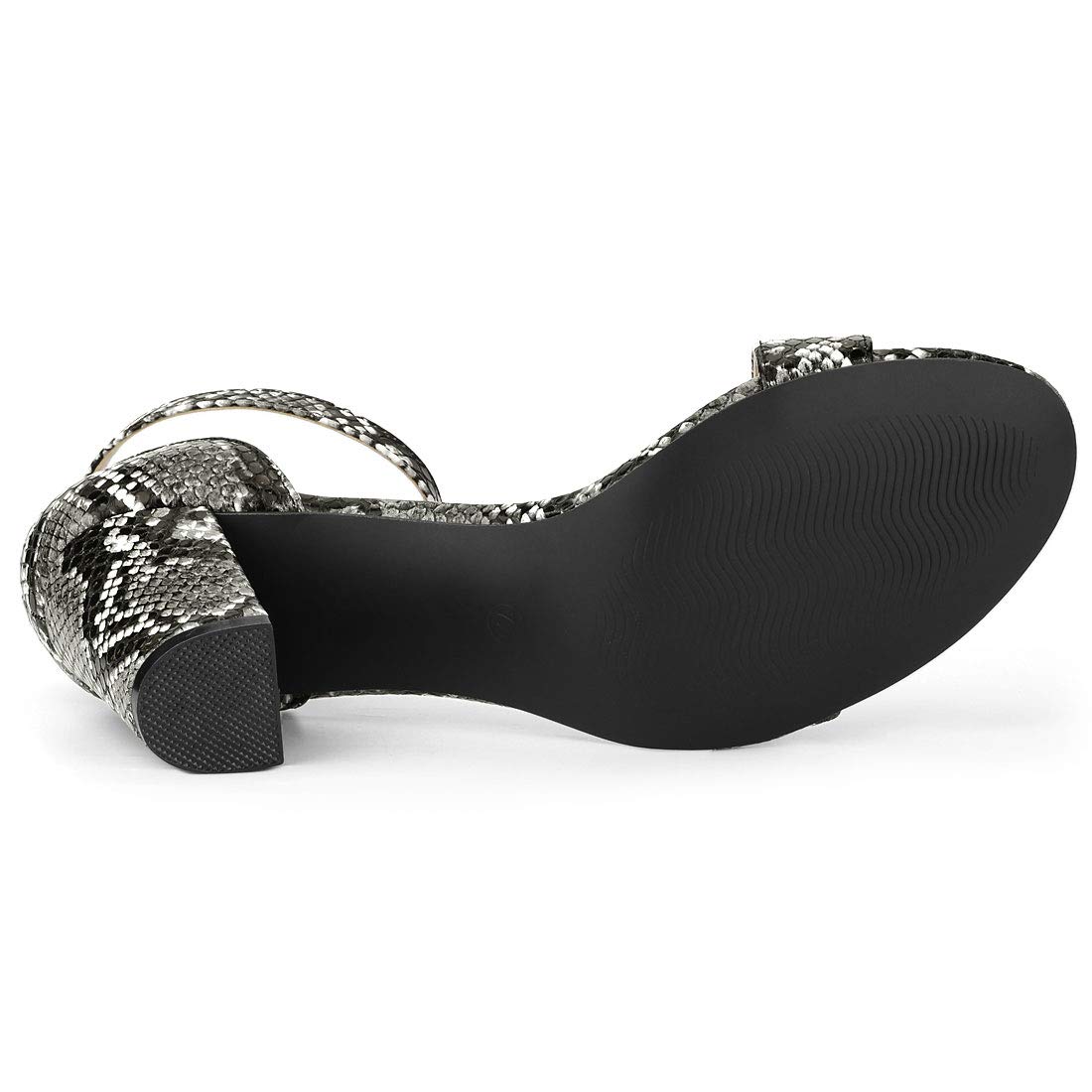 Allegra K Women's Snakeskin Print Chunky Heel Ankle Strap Sandals - Comfortable Dress Shoes for Parties, Weddings & Evening Events