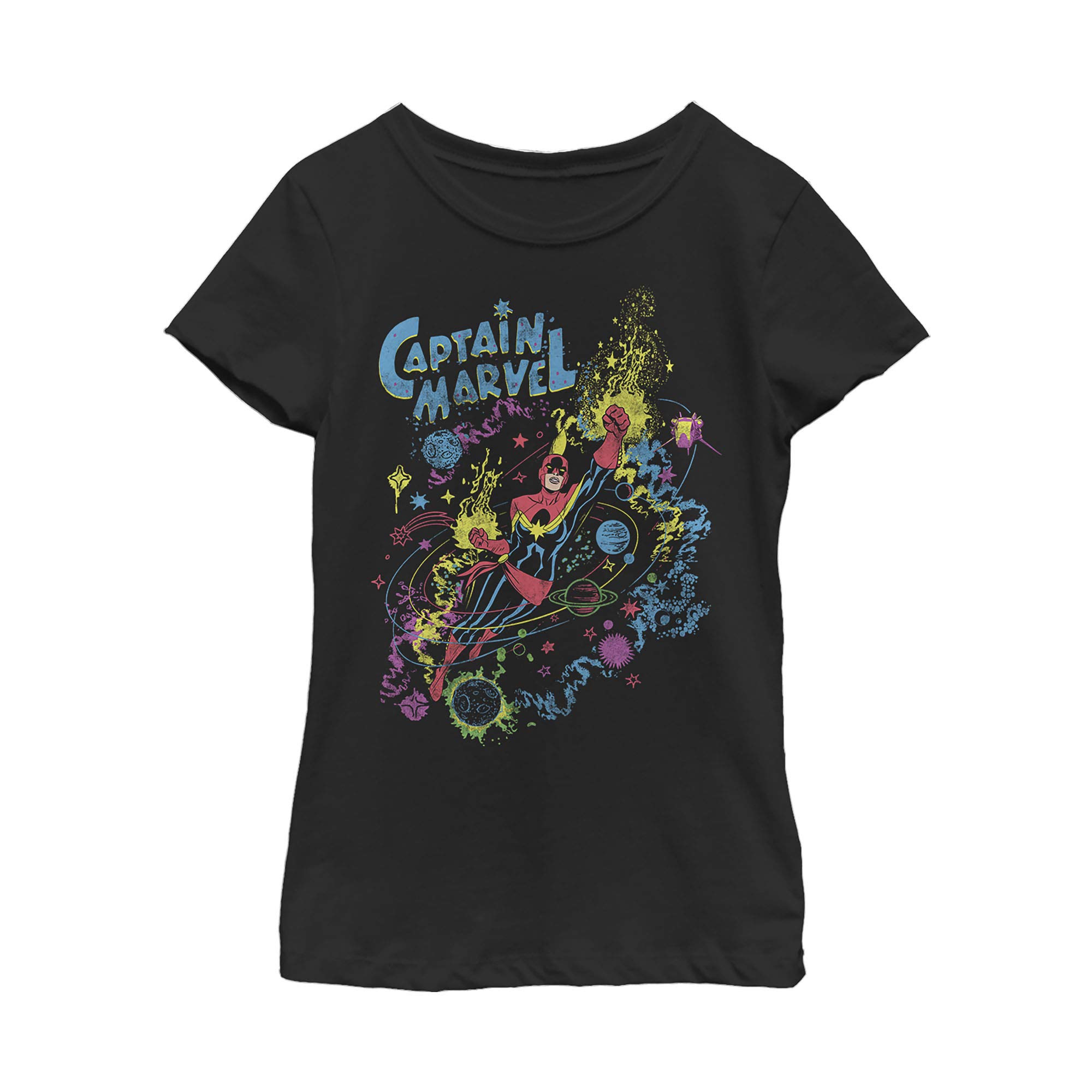 Marvel Girl's Cosmic Captain Graphic T-Shirt for Kids | Superhero Cotton Tee for Girls | Perfect for Cosplay, Birthday Gifts & Everyday Wear