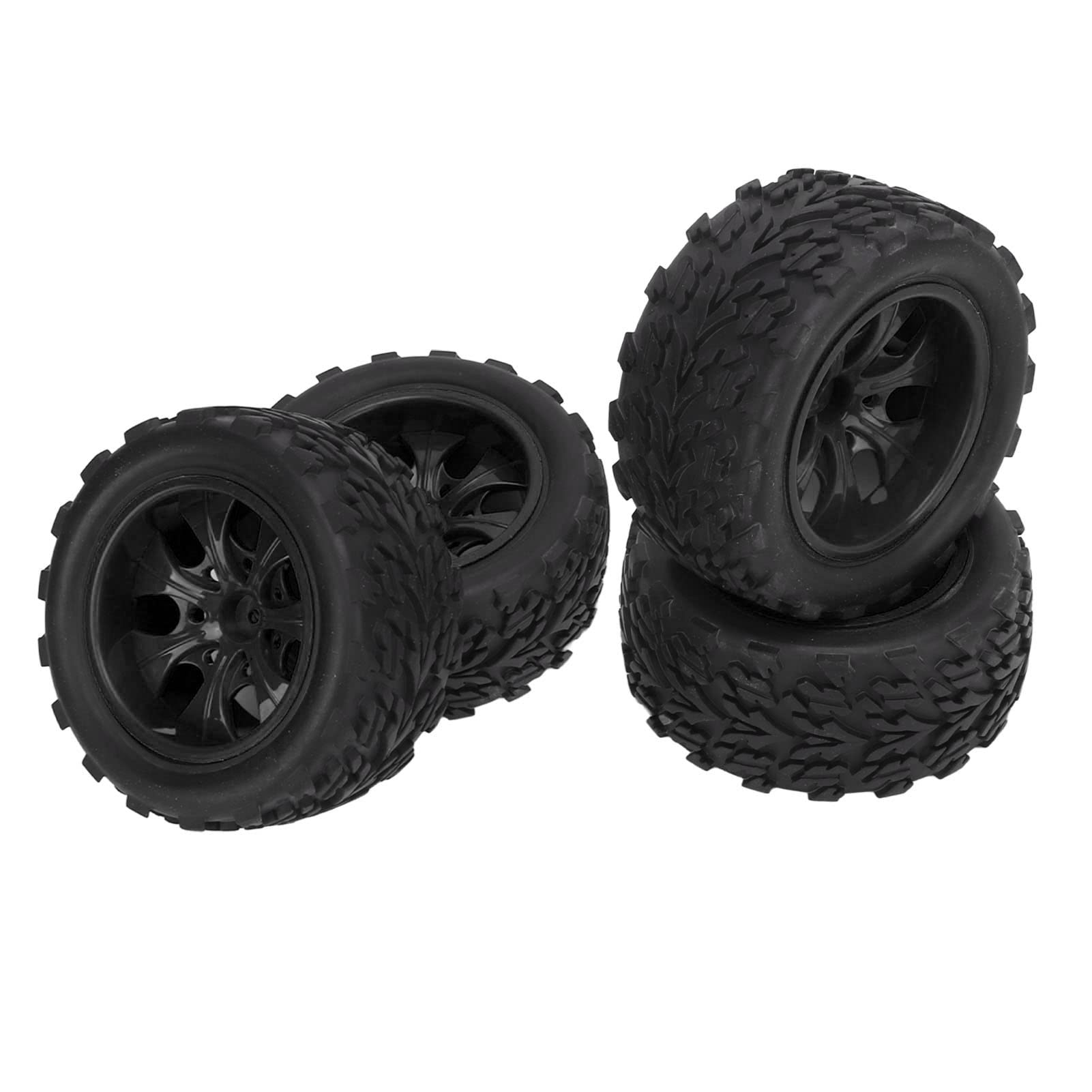 Gaeirt 1/10 Scale RC Truck Tires - Heavy Duty Rubber Replacement Tires for RC Bigfoot Monster Trucks | Easy Assembly, Strong Cushioning | Perfect for Off-Road Racing & Backyard Bashing (Black)