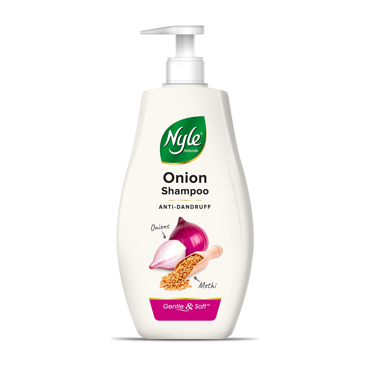Nyle Naturals Onion Anti-Dandruff Shampoo with Fenugreek - Gentle, pH Balanced & Paraben Free for Men & Women (800ml) - Soothes Scalp & Reduces Flakes for Healthy Hair
