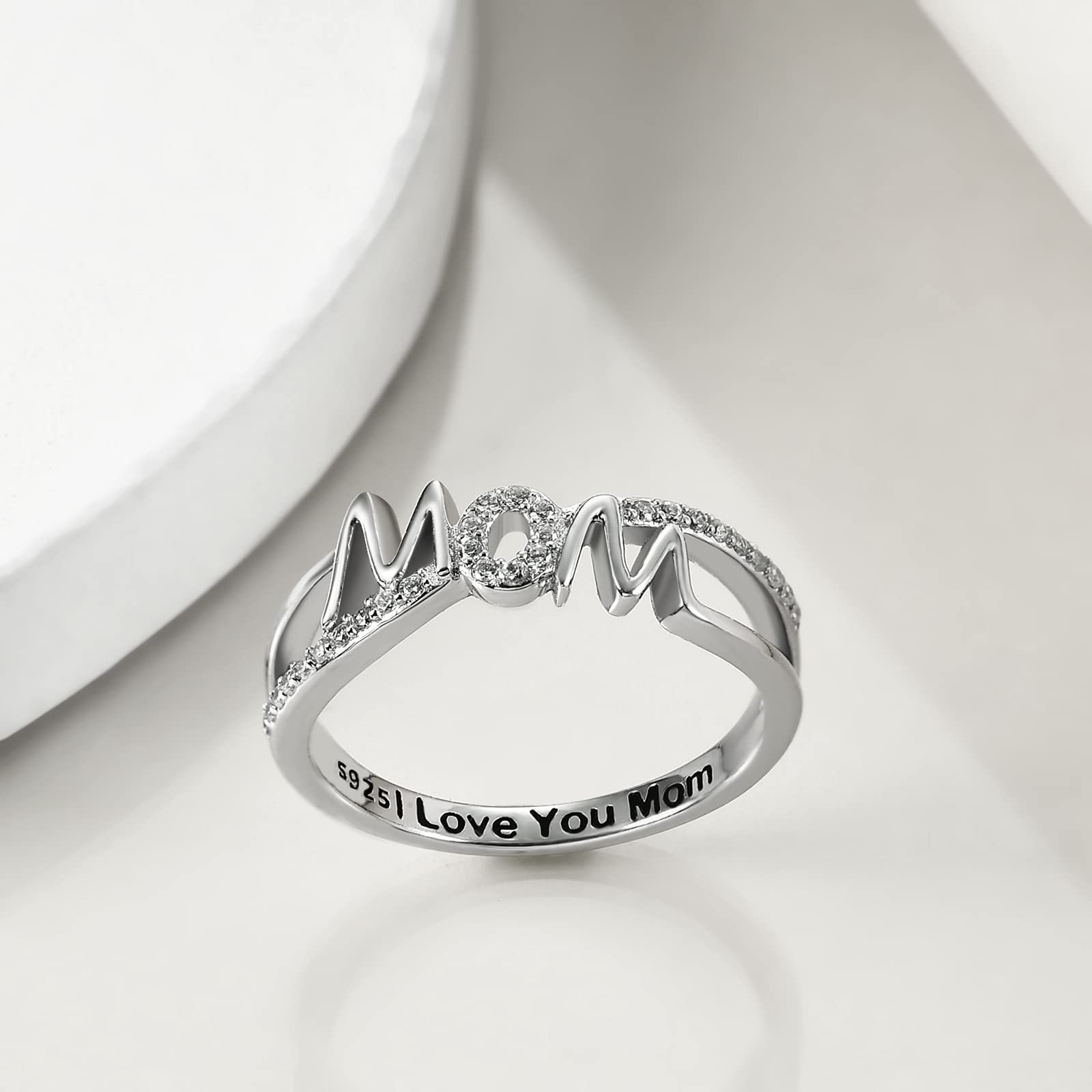 YFN Sterling Silver Mom Mother Rings for Women - Elegant Gift for Mother's Day, Birthday & Anniversary