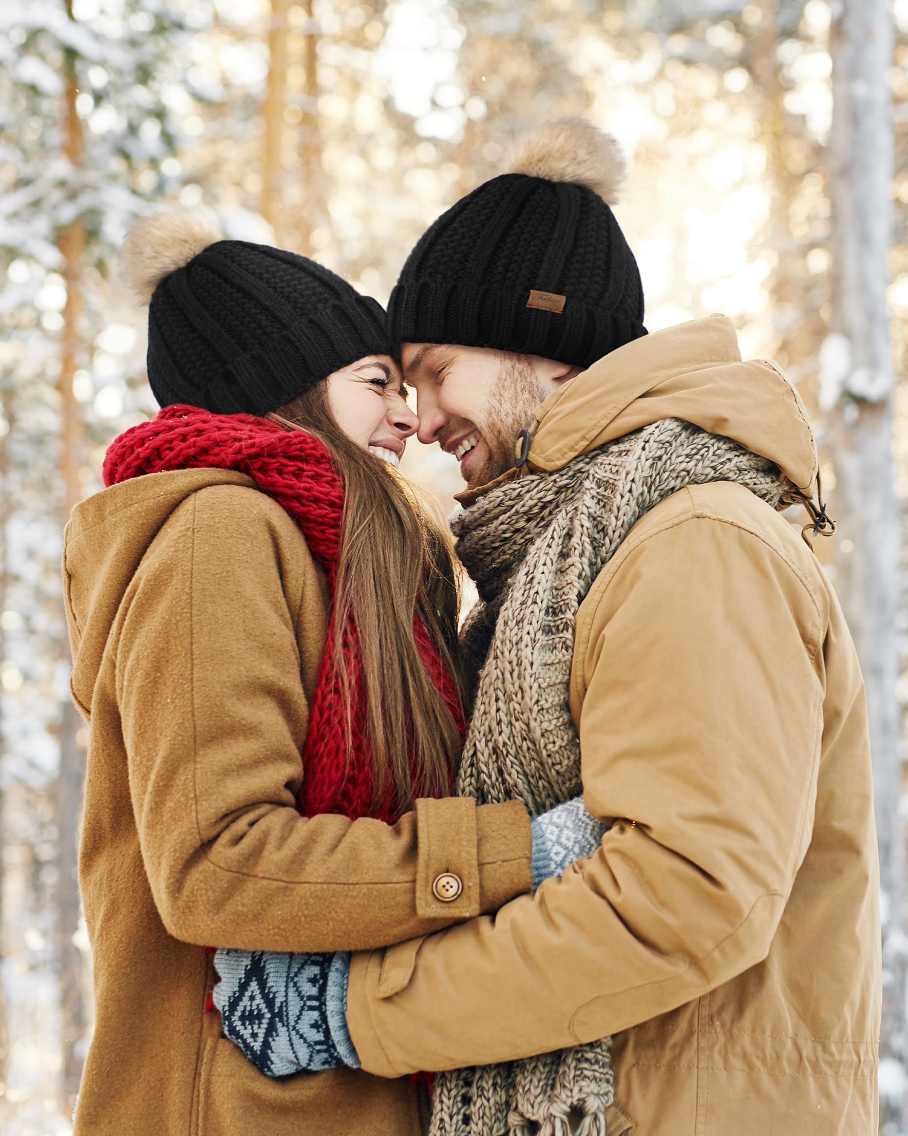 Passionbility Winter Beanie Hat & Circle Scarf Set with Touchscreen Gloves - Warm Fleece Lined Skull Cap & Neck Warmer for Women & Men - Perfect for Skiing, Snowboarding & Cold Weather Activities