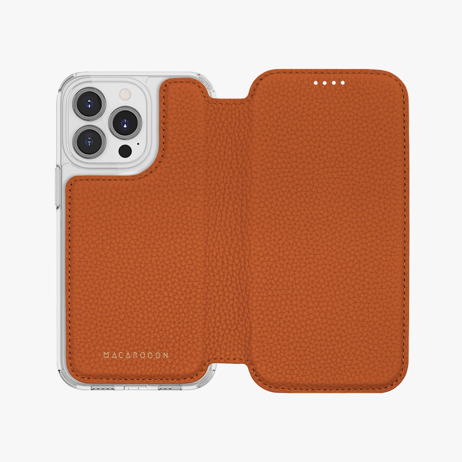 Premium iPhone 15 Pro Leather Flip Case with MagSafe - Slim Protective Cover with Clear Back for Wireless Charging | Perfect for Work, Travel & Everyday Use