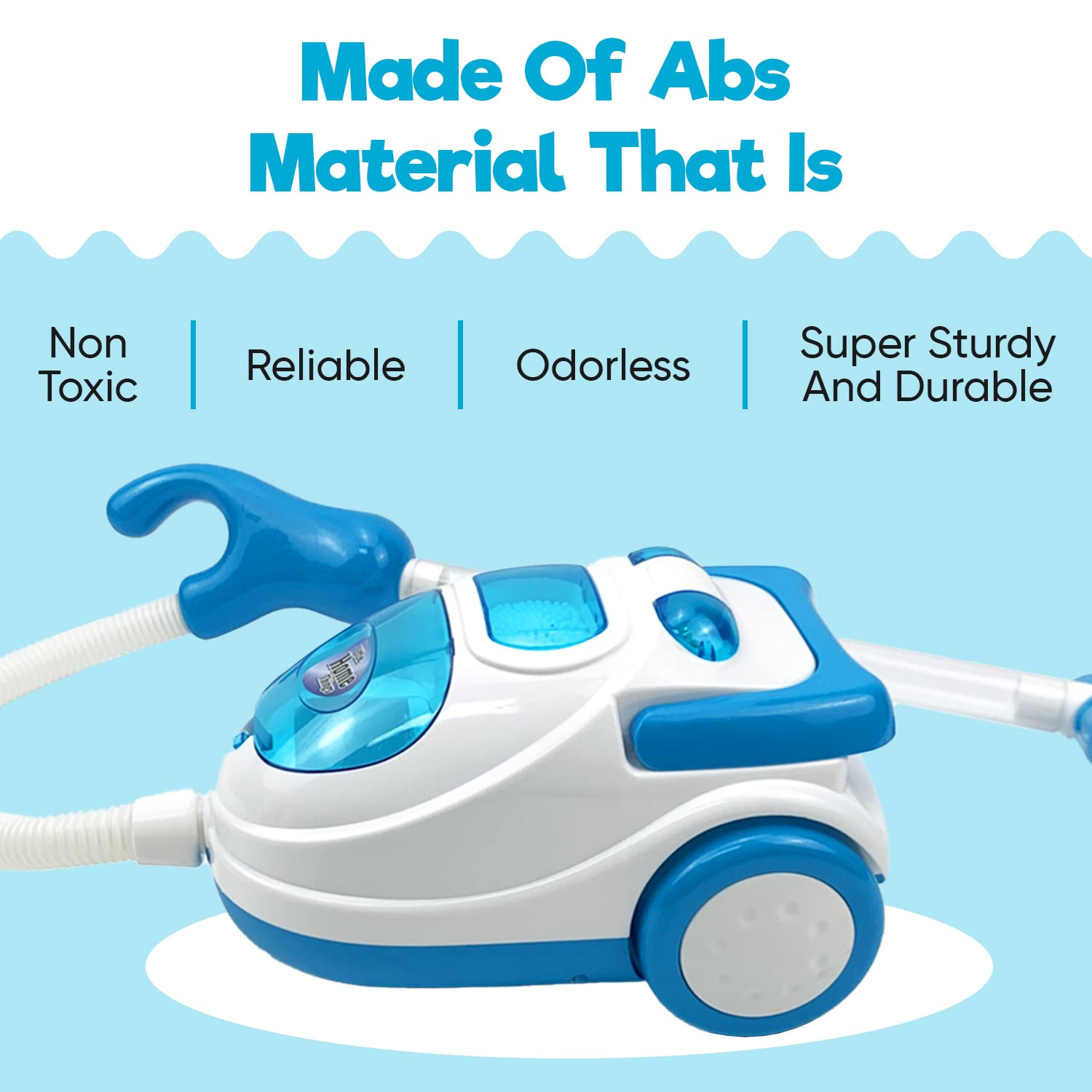 Misco Toys Kids Vacuum Cleaner - Realistic Toy Handheld Vacuum with Sounds & Lights - Educational Cleaning Toy for Toddlers Ages 3 4 5 6 7 - Perfect Gift for Boys & Girls (Blue) - Fun Pretend Play for Home & Classroom Cleaning Activities