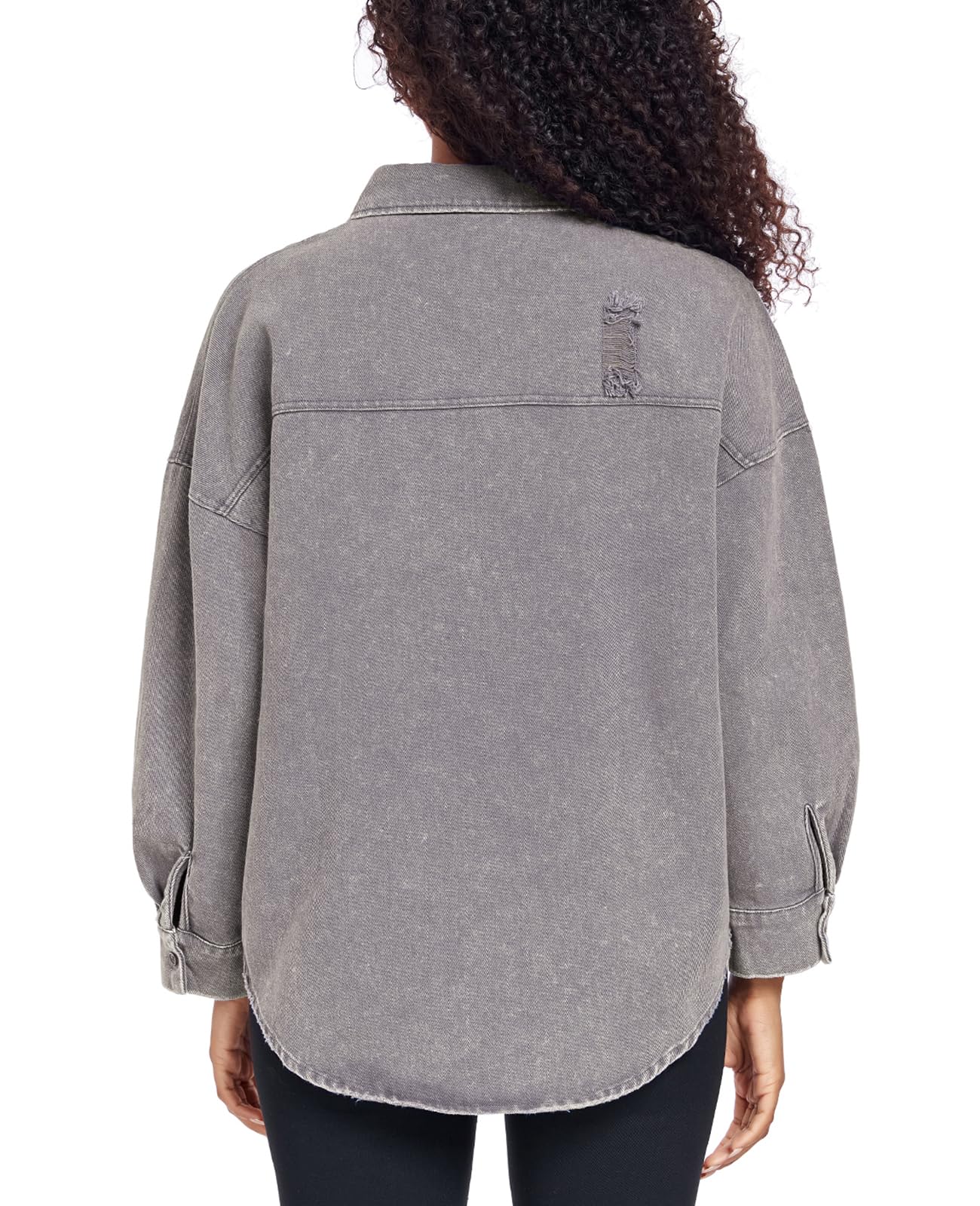 Women's Oversized Denim Jacket - Distressed Boyfriend Style Button Down Jean Coat with Pockets | Casual Outfit, Streetwear Fashion, Spring & Fall Layering Essential