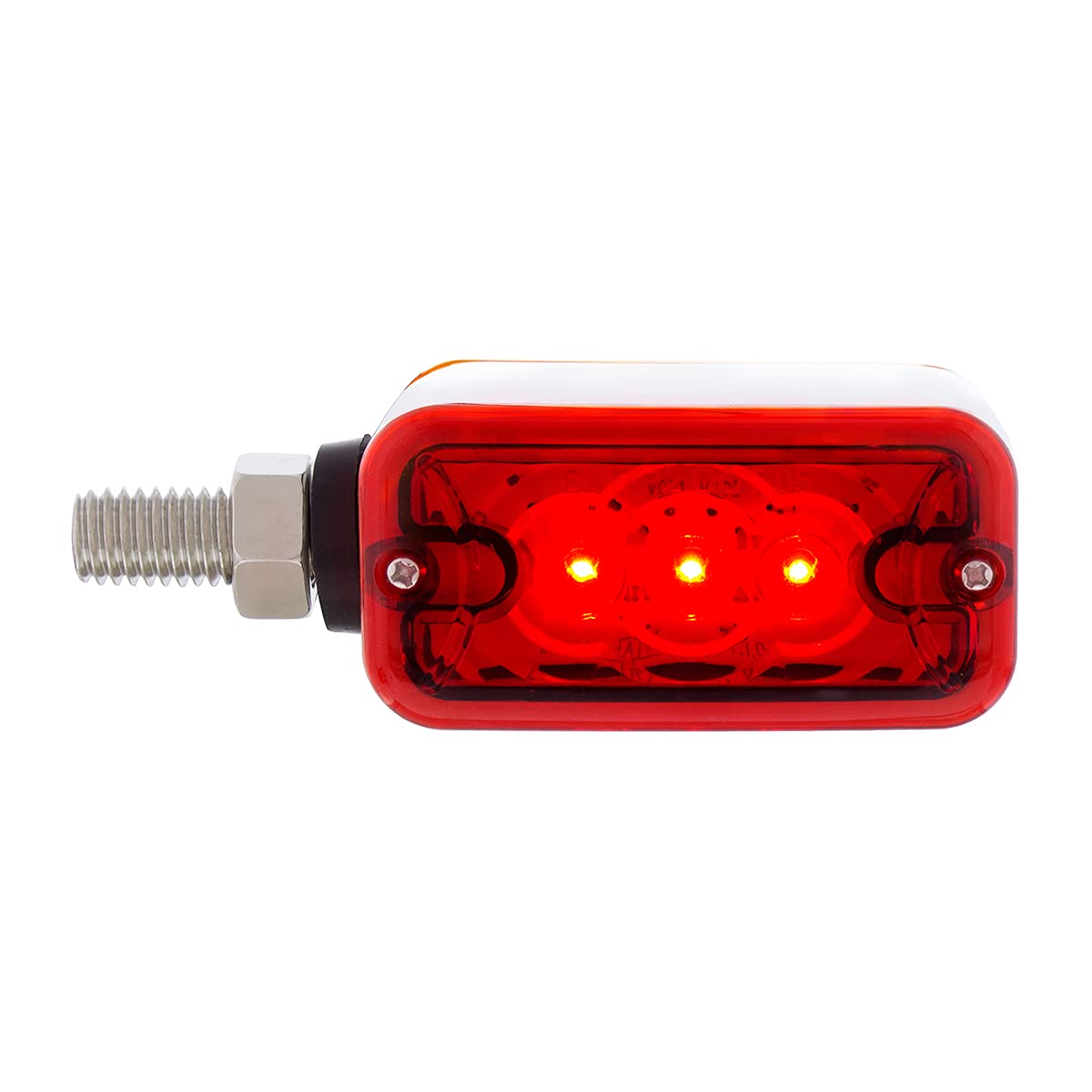 United Pacific 3 LED Straight Mount Double Face Light Without Bezel - Amber & Red LED/Lens, 38842 - Perfect for Trucks, Trailers, and Emergency Vehicles