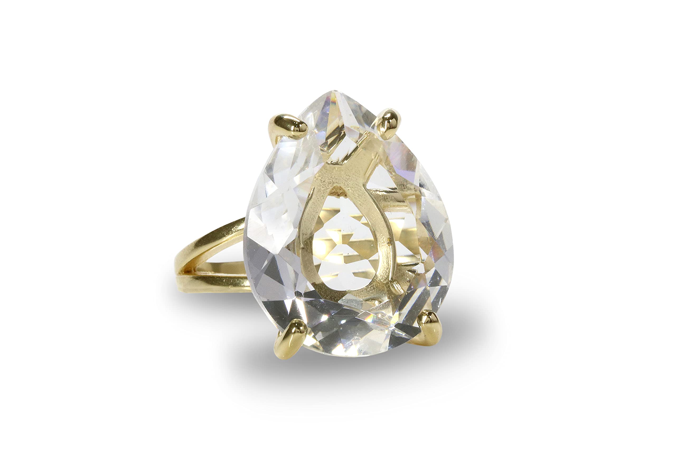 14K Gold-filled Clear Quartz Ring - Handmade Wedding, Birthday, Promise & Everyday Jewelry - Engraving Available with Gift Box | Perfect for Anniversaries, Proposals & Special Occasions