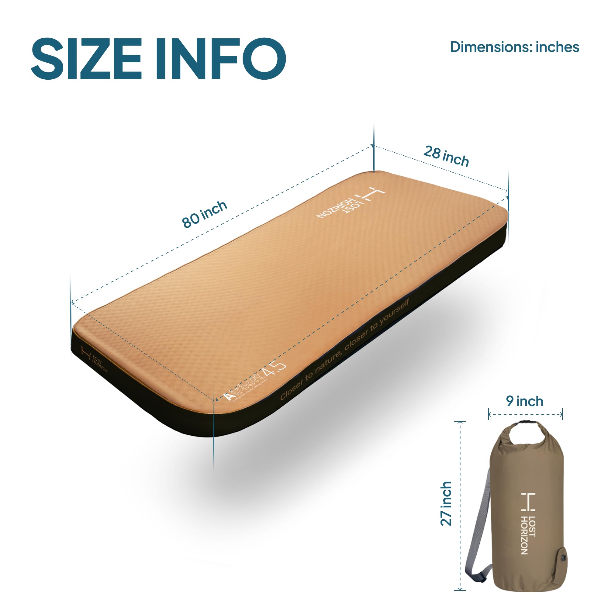 LOSTHORIZON Self-Inflating Camping Mattress - 4.5