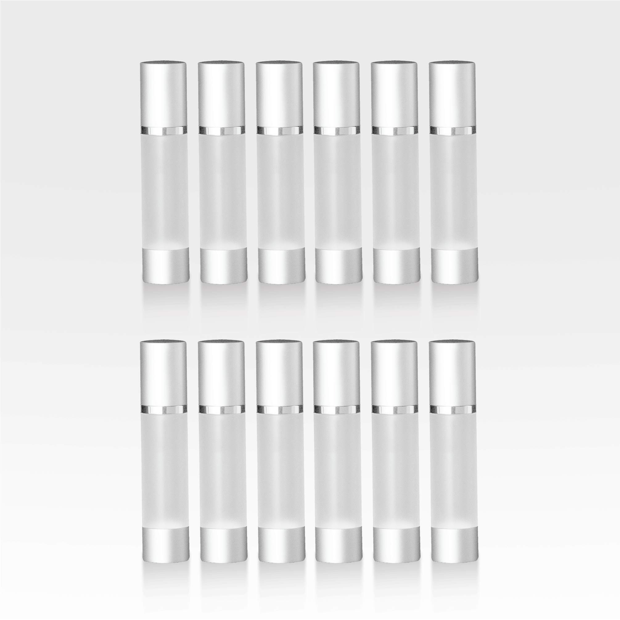 Premium Frosted Airless Cosmetic Bottles with Matte Silver Cap - 30ml, 190-Pack Bulk Set for Serums, Lotions & Skincare Products | Leak-Proof Travel Containers for Professional Salons & Home Use