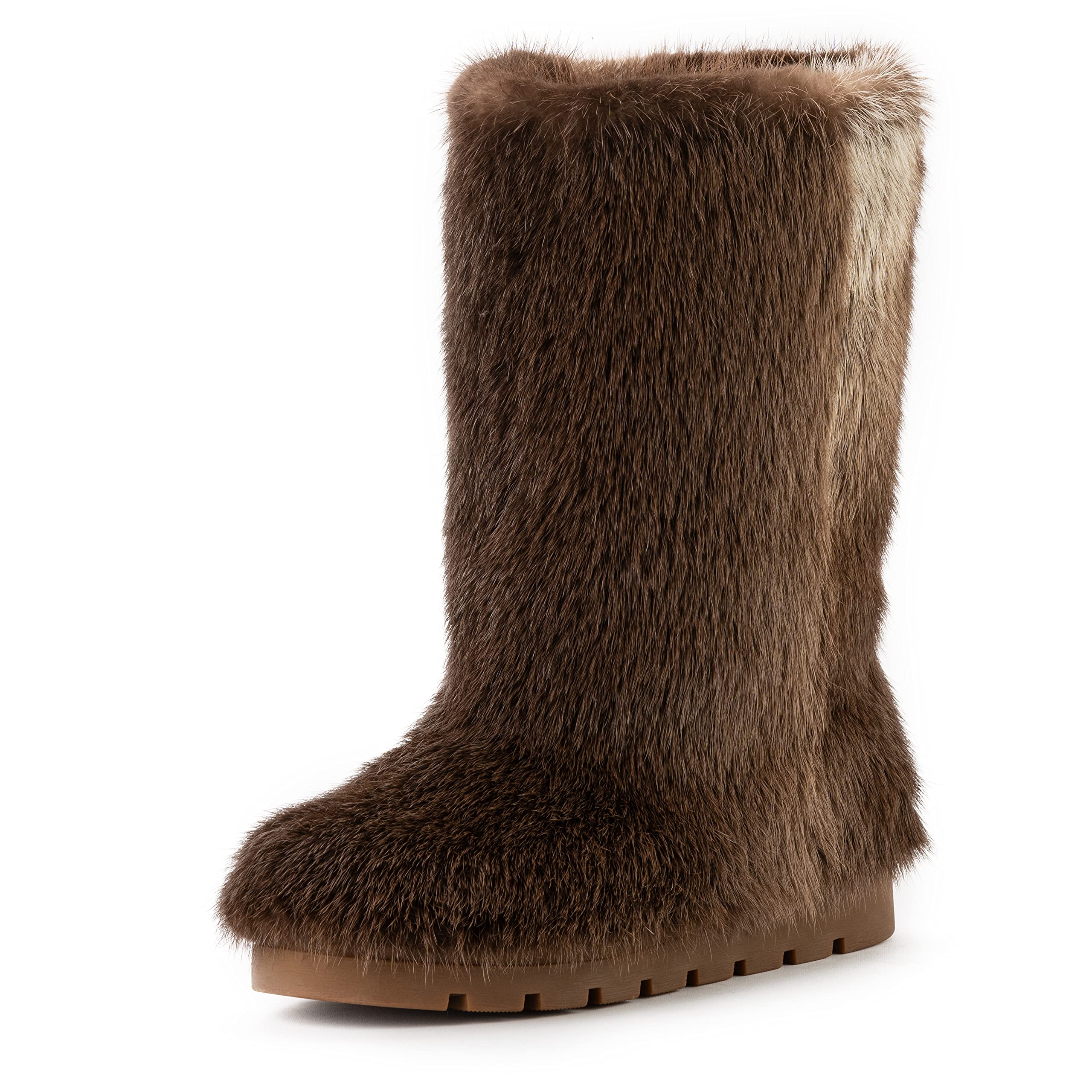 Women's Otter Fur Winter Boots - Warm Mukluks Yeti Boots with Long Eskimo Style for Cold Weather | Perfect for Snow Hiking, Ice Fishing & Arctic Adventures