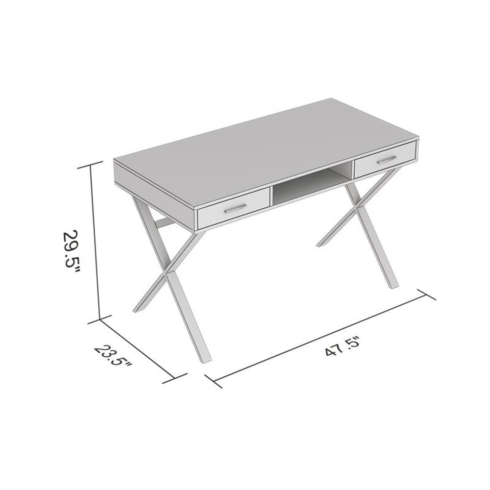 Safdie & Co. Dark Taupe 2-Drawer 1-Shelf Black Metal Computer Desk - Compact Home Office Desk for Small Spaces, Dorm Room & Workstation Setup
