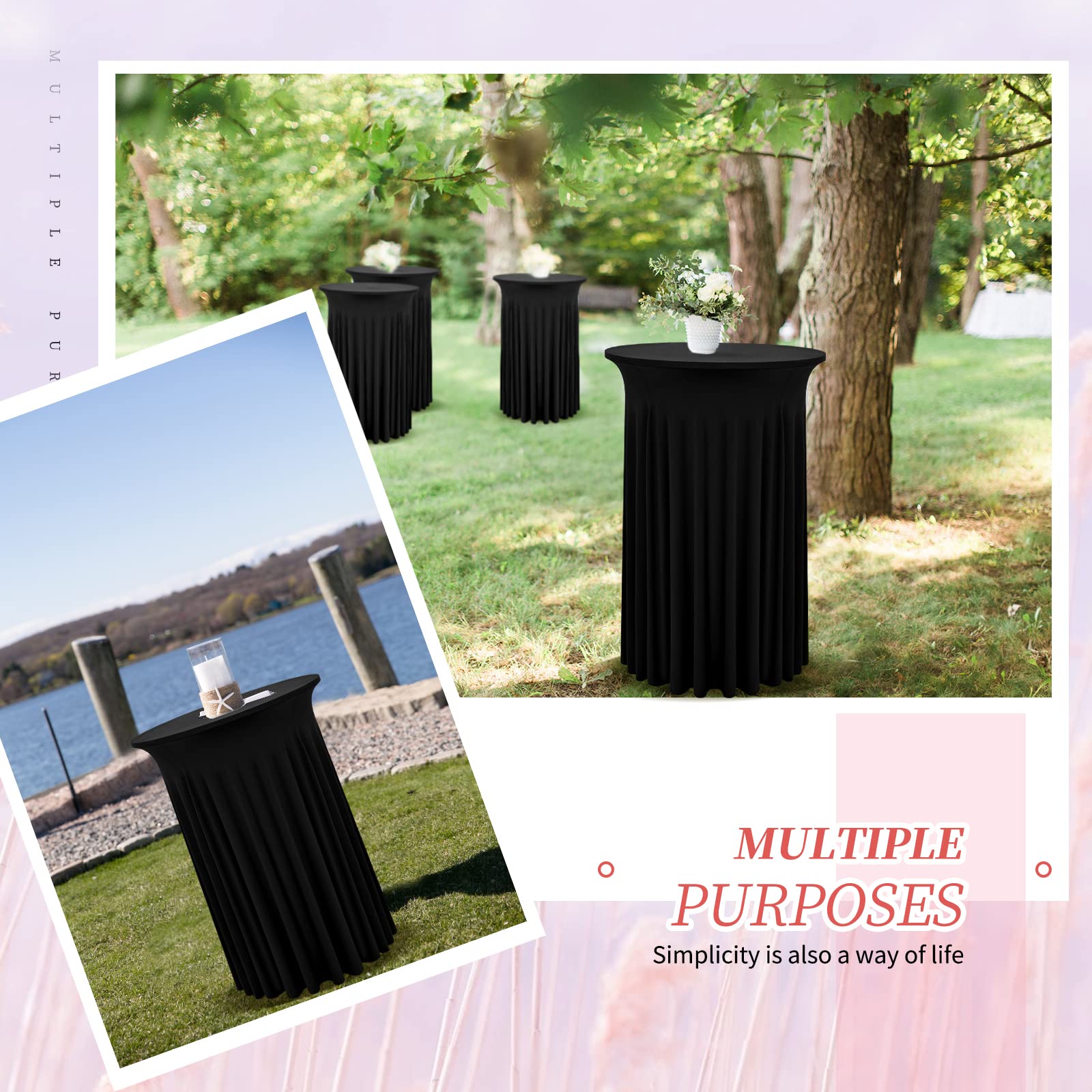 10 Pack Black Spandex Stretch Cocktail Table Skirts 32