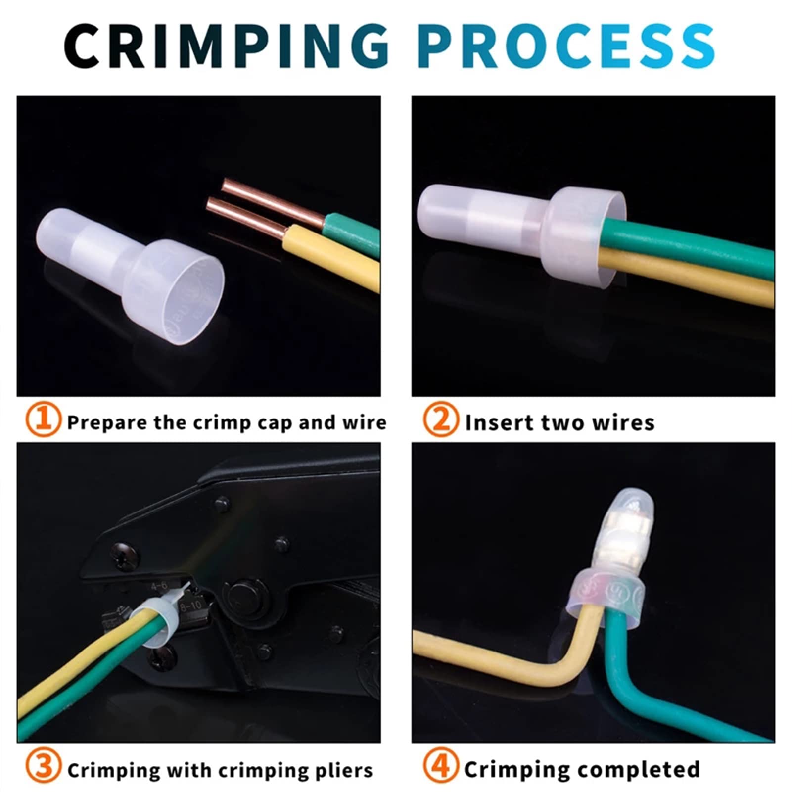 500 Pcs Closed End Crimp Connectors - 22-16 AWG Nylon Wire End Caps for Electrical Wiring | Secure & Protective Crimp Terminals for Automotive, Marine & DIY Projects