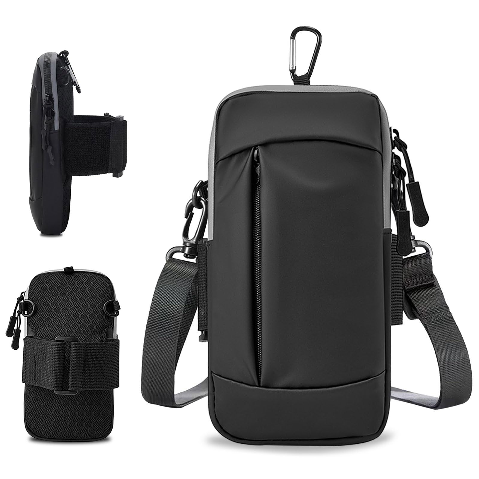 Running Armband Phone Holder - Adjustable Crossbody Pouch for iPhone 15/14/13/12/11 Pro Max/XS/XR/X/8/7/6 Plus/SE Mini & Galaxy Ultra/S24/Note - Hands-Free Workout, Jogging, Hiking & Travel Accessory for Men, Women & Kids