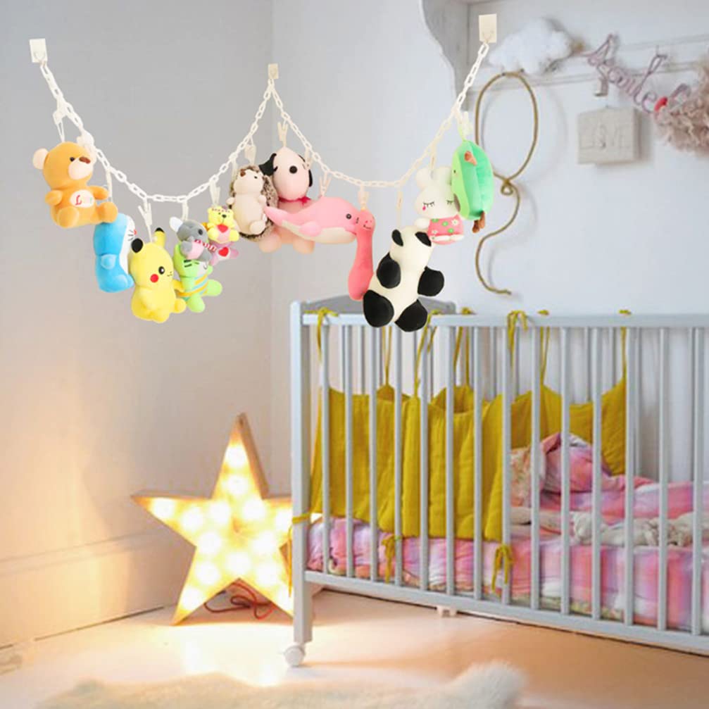 Kids Plush Toy Storage Hammock - Soft Stuffed Animal Organizer with White Plastic Display Stand for Bedroom, Nursery & Playroom | Perfect for Organizing Plushes, Figures & Soft Toys